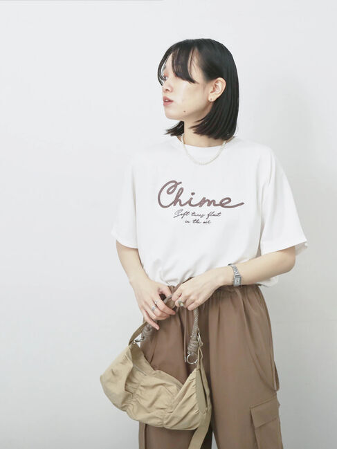 Samansa Mos2 blue「【接触冷感】ドルマンギャザー刺繍Tシャツ」|Tシャツ・カットソー|