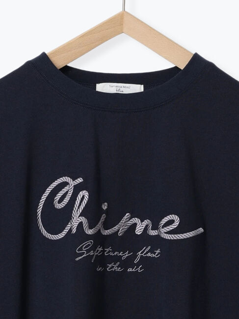 Samansa Mos2 blue「【接触冷感】ドルマンギャザー刺繍Tシャツ」|Tシャツ・カットソー|