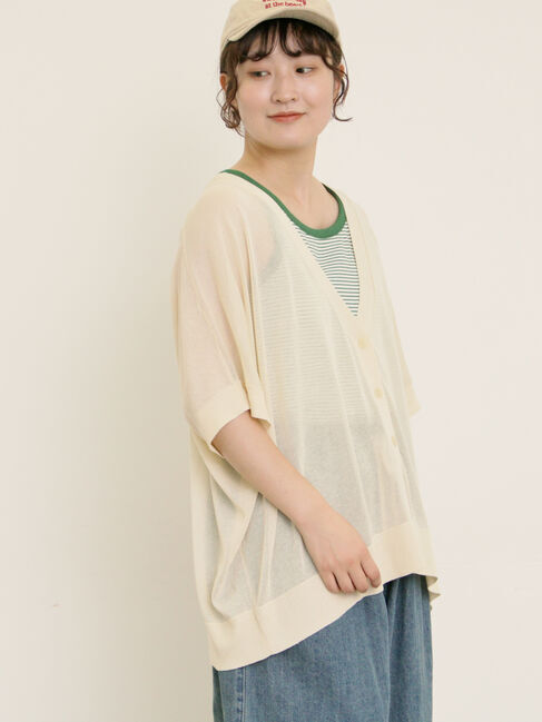 Samansa Mos2「【マシンウォッシャブル】ドルマンスリーブVネックカーディガン」|カーディガン|