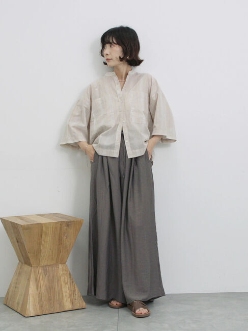 Samansa Mos2 blue「楊柳ガウチョパンツ」|その他|