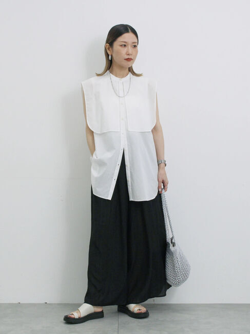 Samansa Mos2 blue「楊柳ガウチョパンツ」|その他|