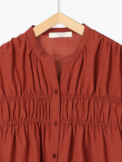 Samansa Mos2 blue「シャーリングチュニック」|シャツ・ブラウス|