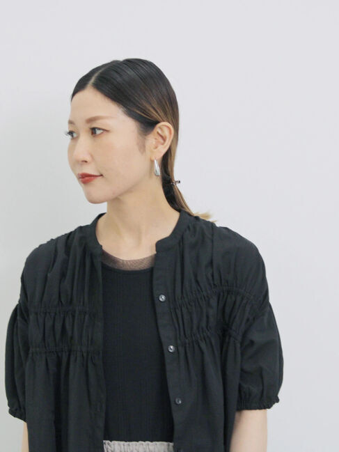 Samansa Mos2 blue「シャーリングチュニック」|シャツ・ブラウス|