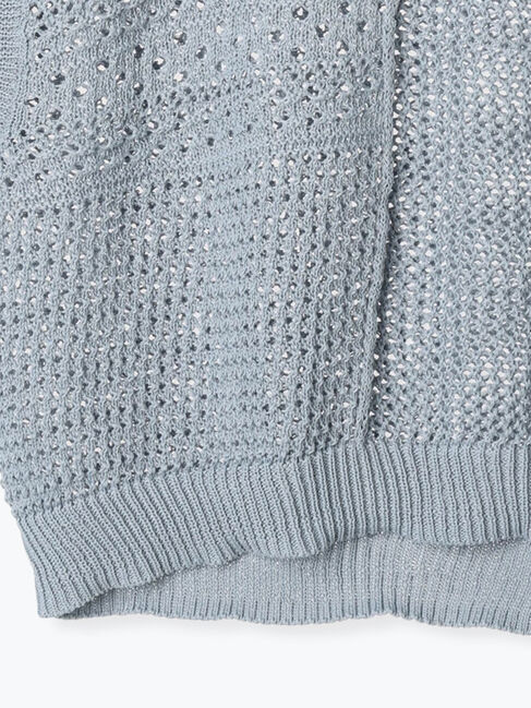 Samansa Mos2 blue「麻タッチパッチワークニットベスト」|ニット・セーター|