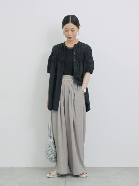 Samansa Mos2 blue「楊柳ハイウエストパンツ」|その他|