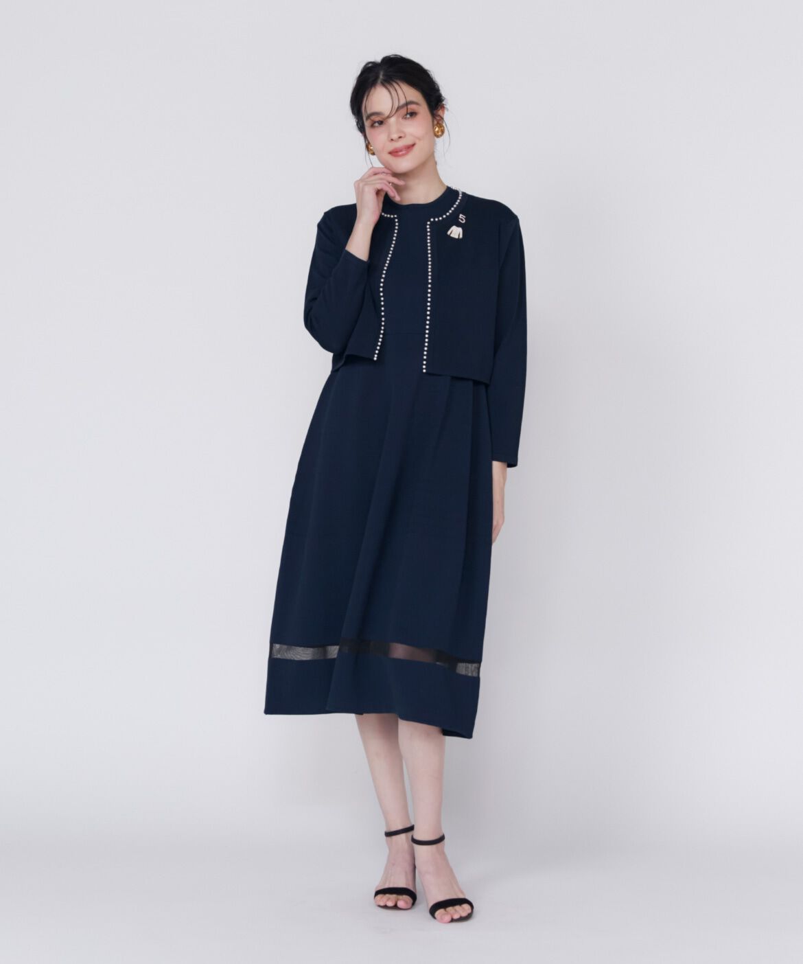 Maglie le cassetto「《M Maglie le cassetto》シアーラインニットワンピース」|ワンピース|