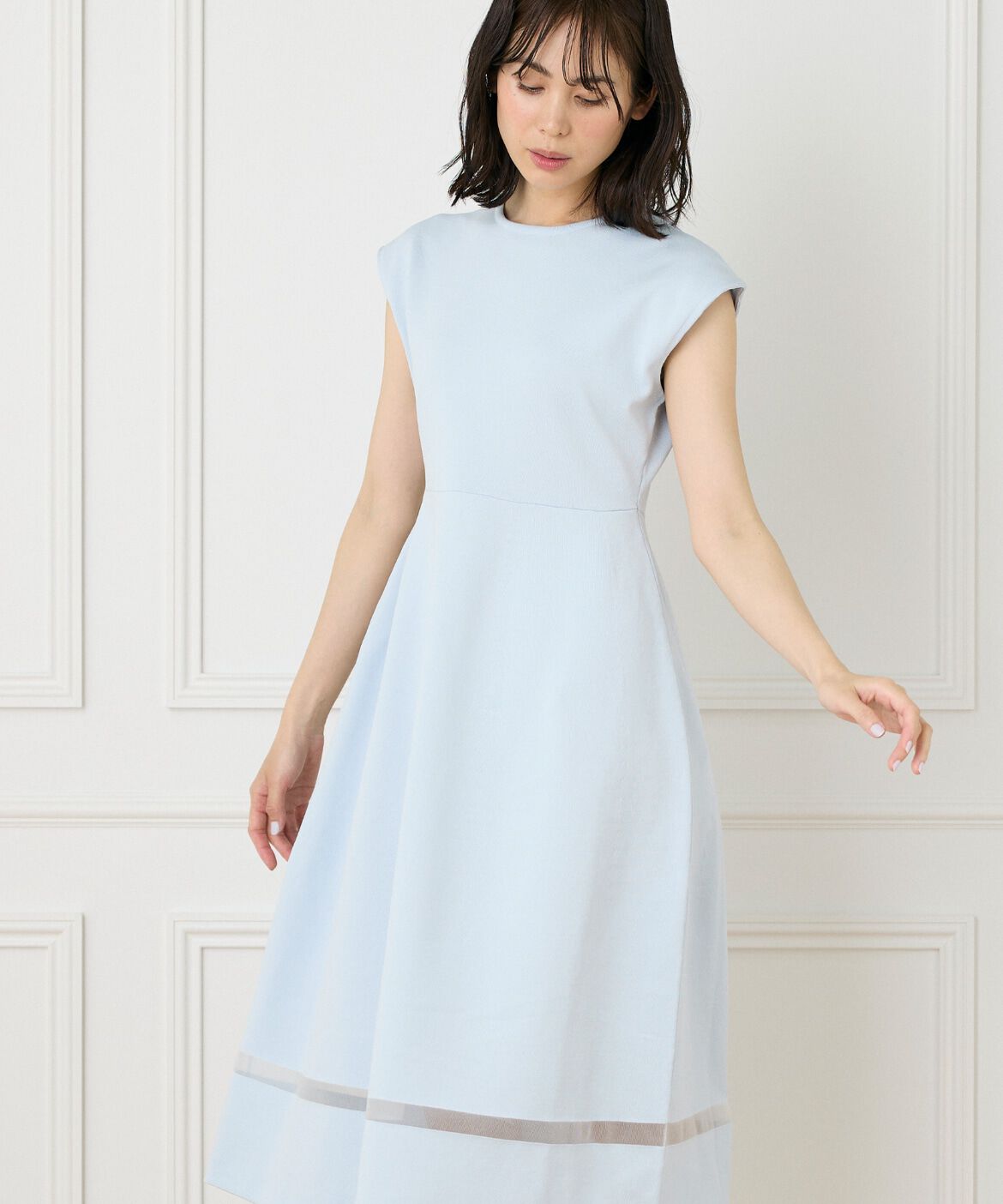 Maglie le cassetto「《M Maglie le cassetto》シアーラインニットワンピース」|ワンピース|サックス3