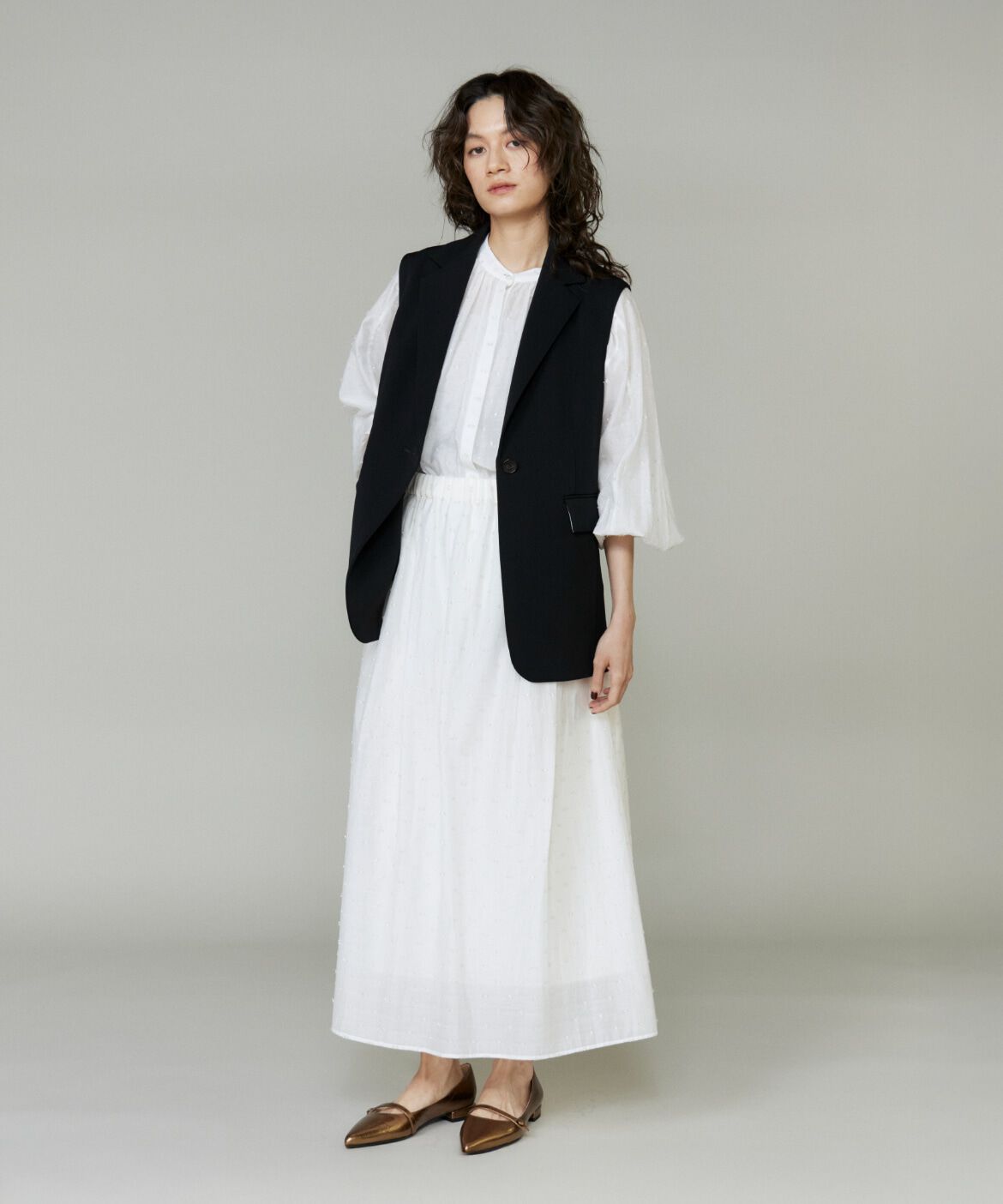 INED「ラメドットギャザーブラウス」|シャツ・ブラウス|