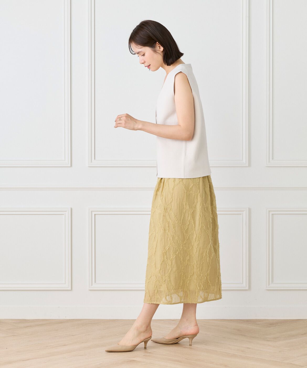 Le Souk「《大きいサイズ》ミラノリブVネックジレ」|ニット・セーター|