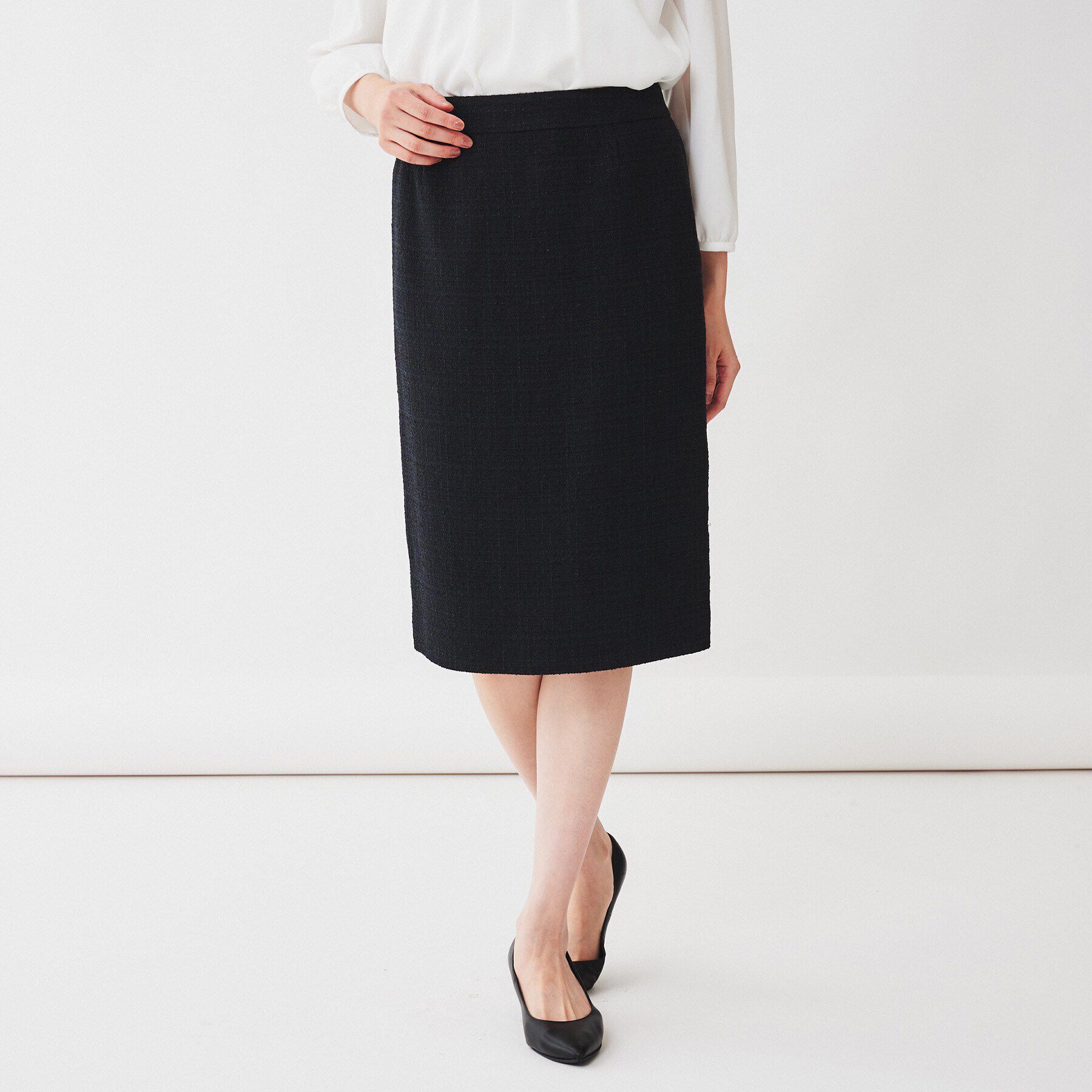 UNTITLED「【入卒／セレモニー／通勤】ラメツイードタイトスカート」|スカート|