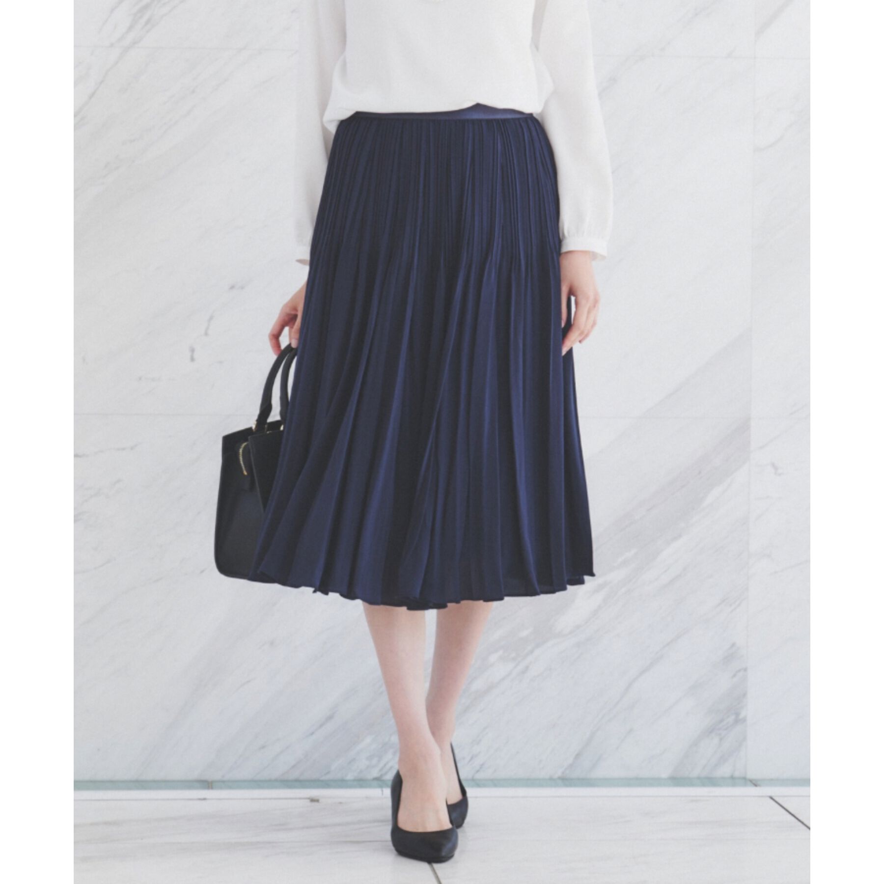 UNTITLED「【通勤】ポリエステルデシン プリーツスカート」|スカート|