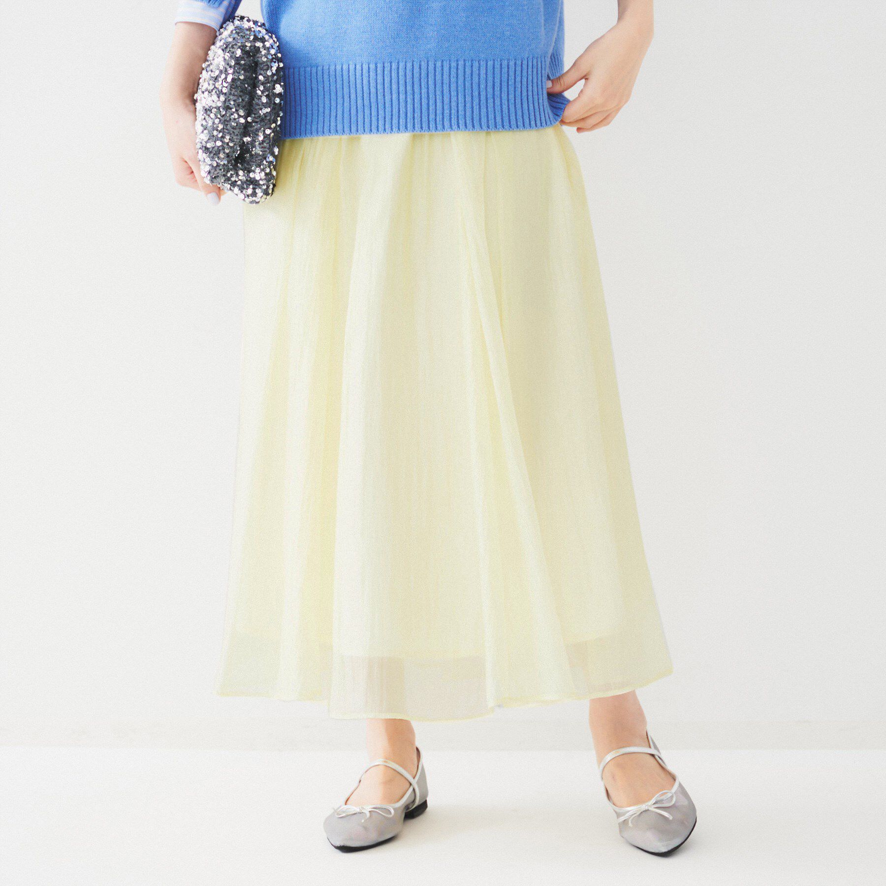 UNTITLED「【後ろウエストゴム/洗える】シアーローンロングスカート」|スカート|