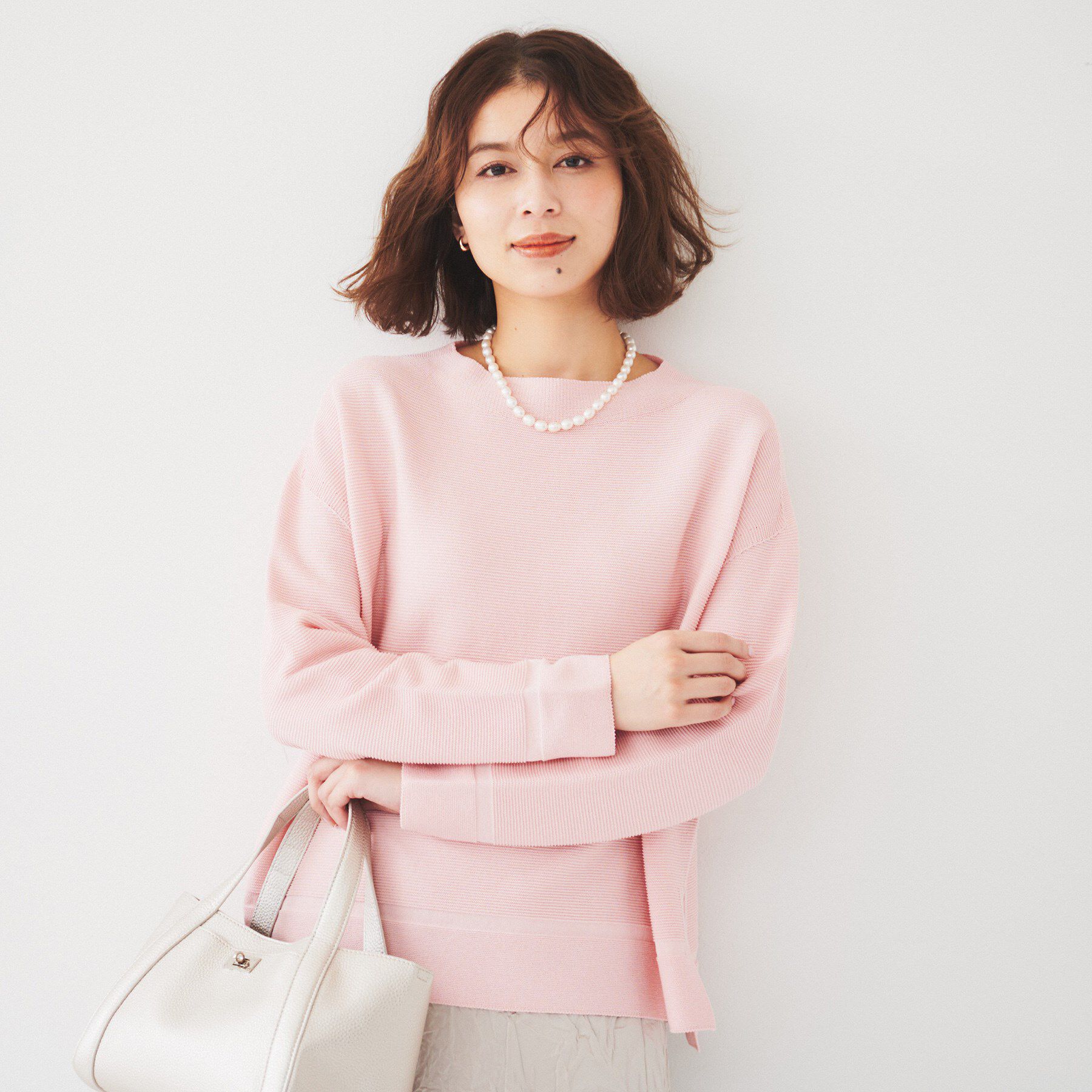 UNTITLED「【体型カバー/春素材】コットン混 ガーターニット」|ニット・セーター|