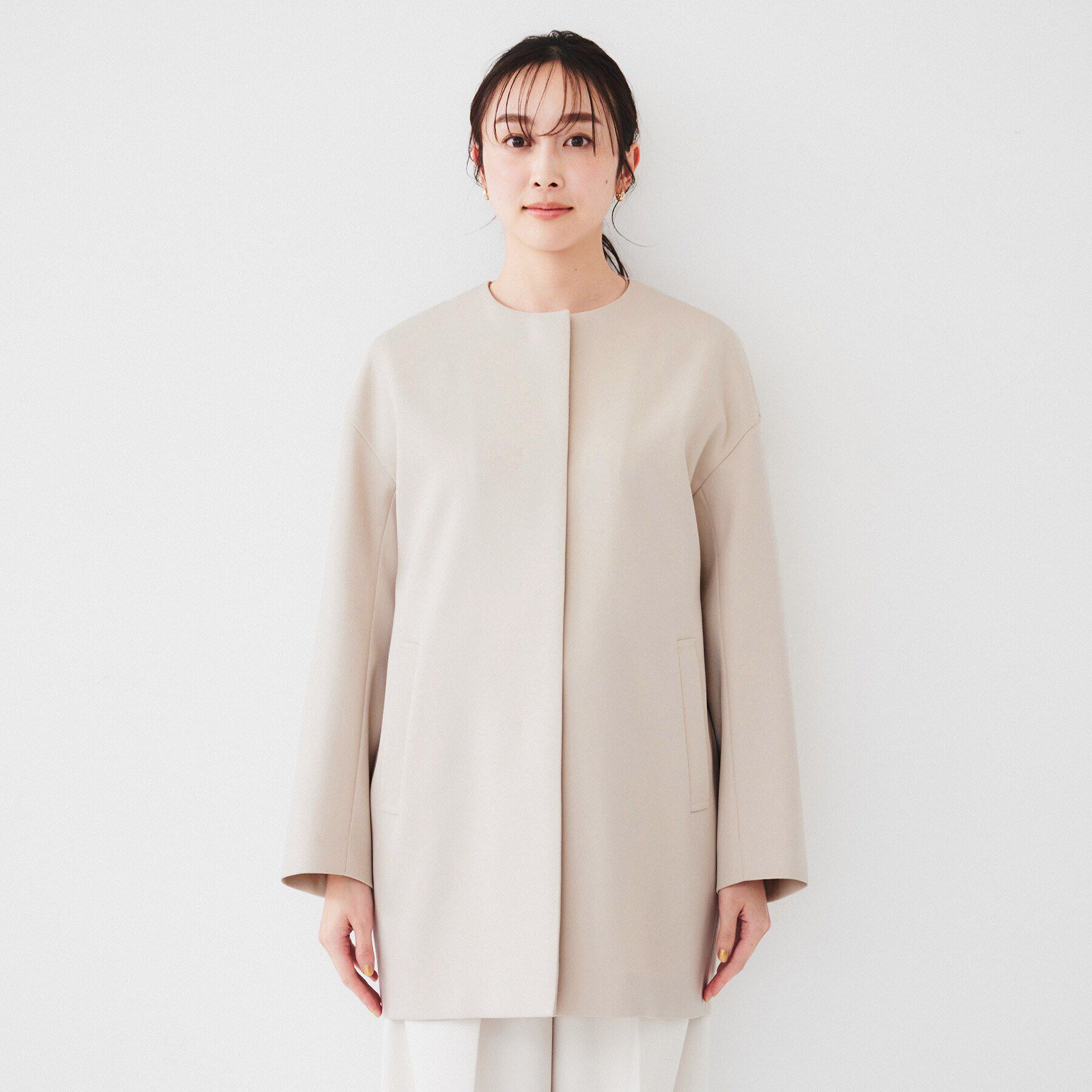 UNTITLED「ダブルクロス ノーカラーコート」|ノーカラーコート|