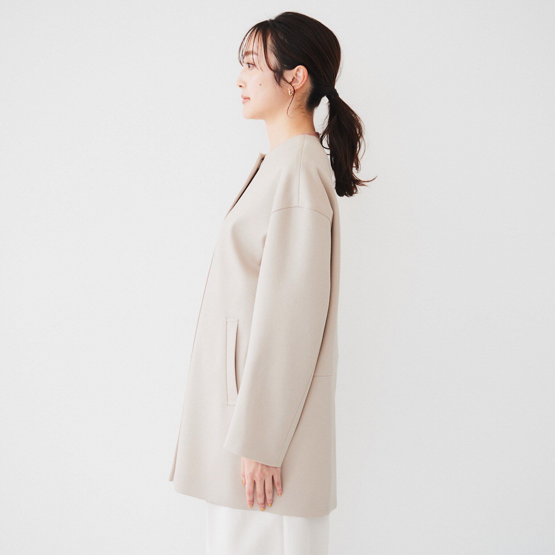 UNTITLED「ダブルクロス ノーカラーコート」|ノーカラーコート|