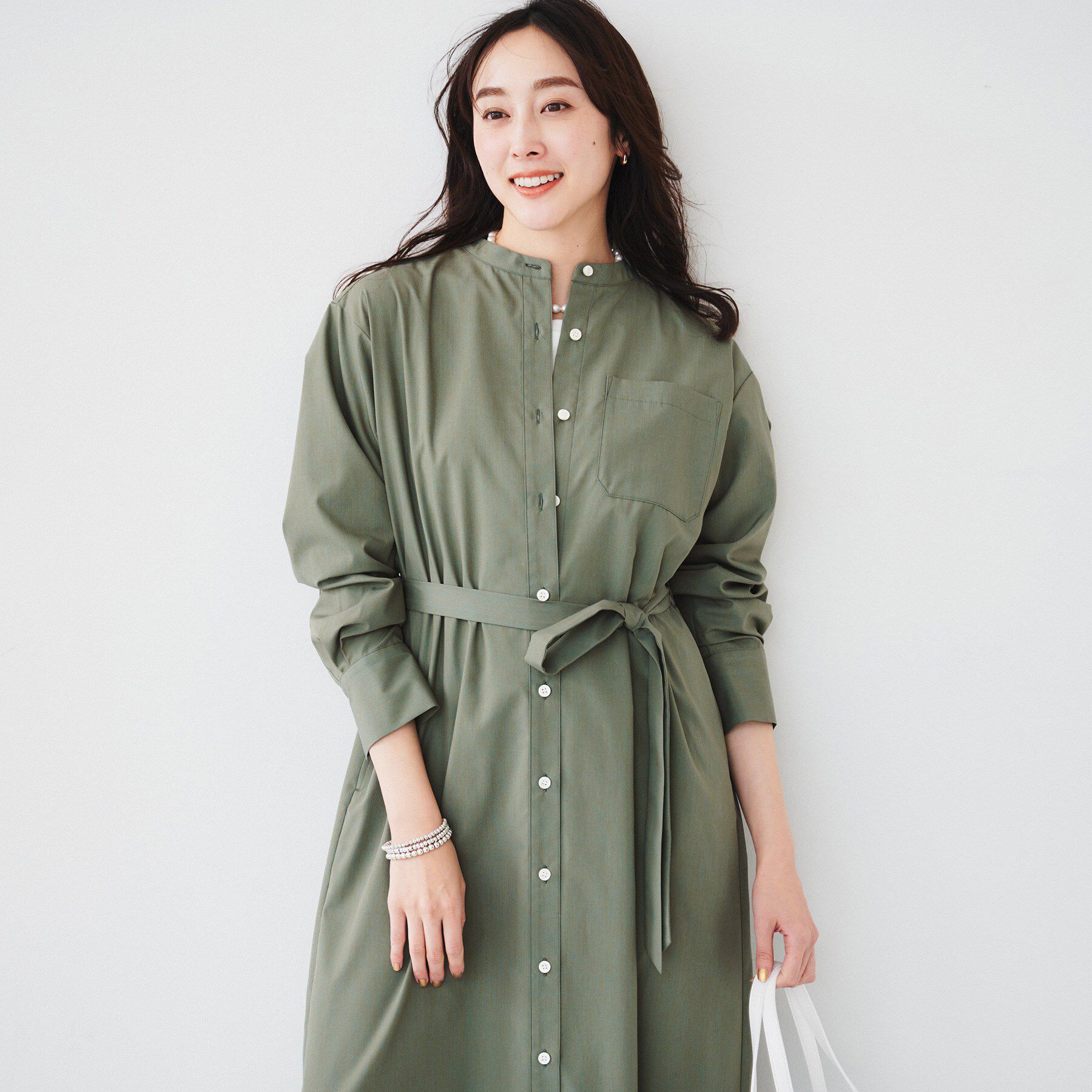 UNTITLED「バンドカラーシャツワンピース」|ワンピース|