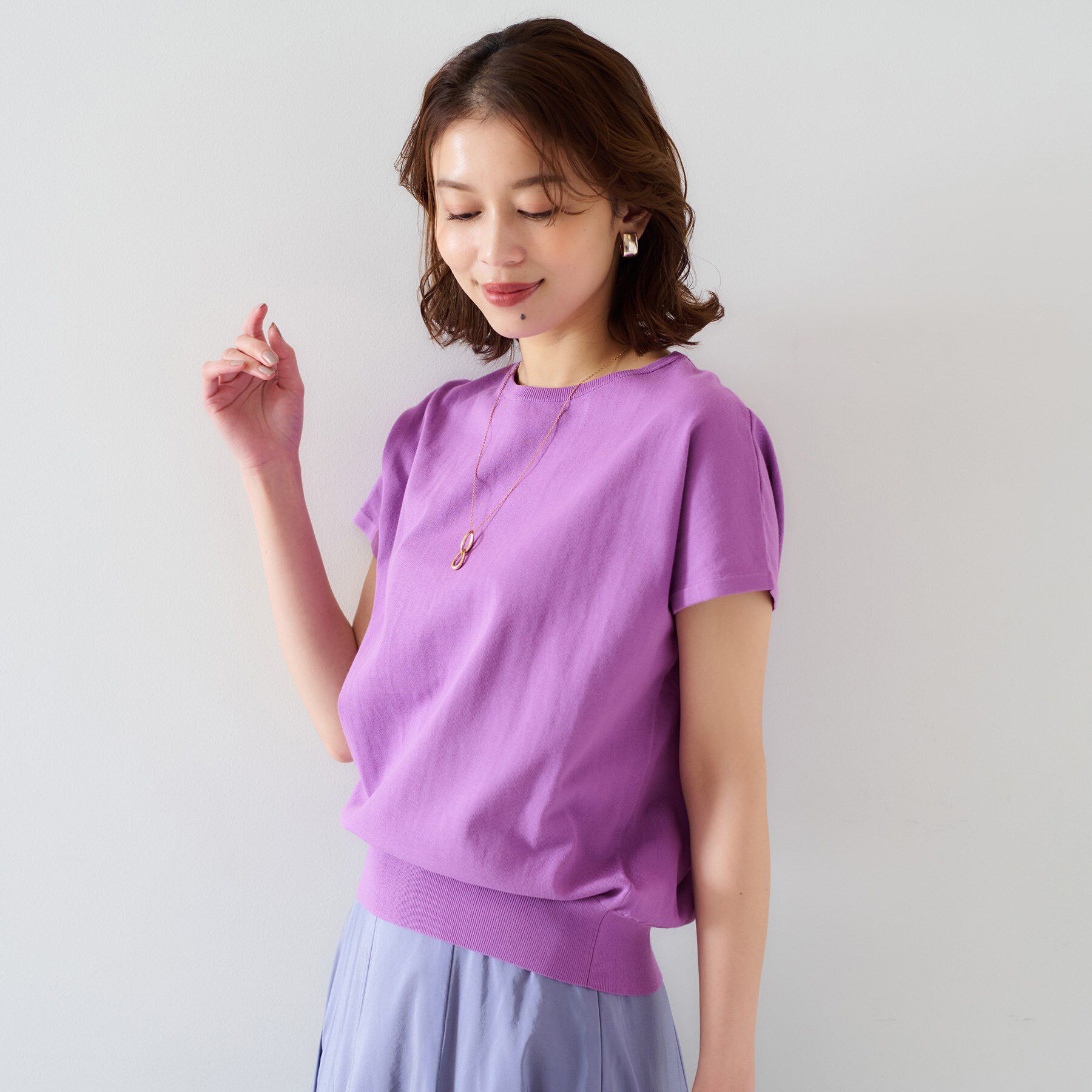 UNTITLED「【11色展開/コットン100/アンサンブル可能】 プルオーバーニット」|ニット・セーター|