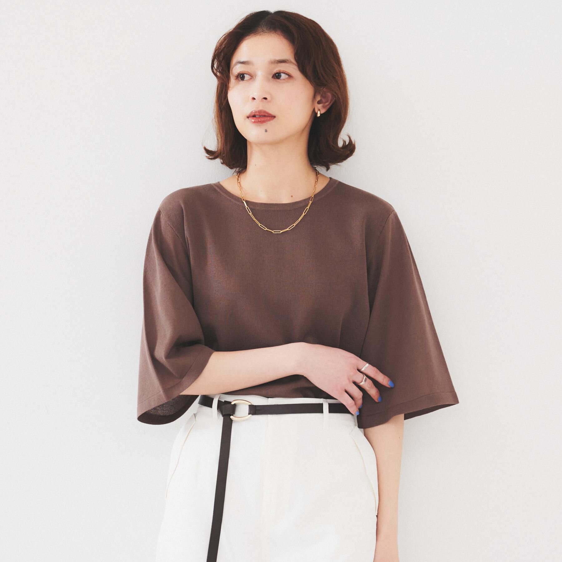 UNTITLED「【清涼感/二の腕カバー】シアープルオーバーニット」|ニット・セーター|