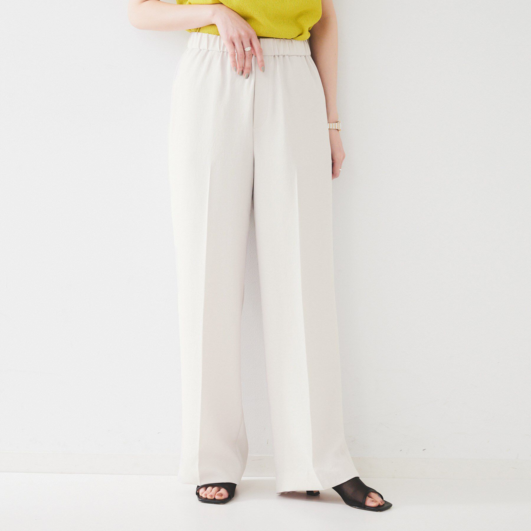 UNTITLED「【接触冷感/UVカット/ウエストゴム】センタープレスツイルパンツ」|その他|ライトベージュ(05