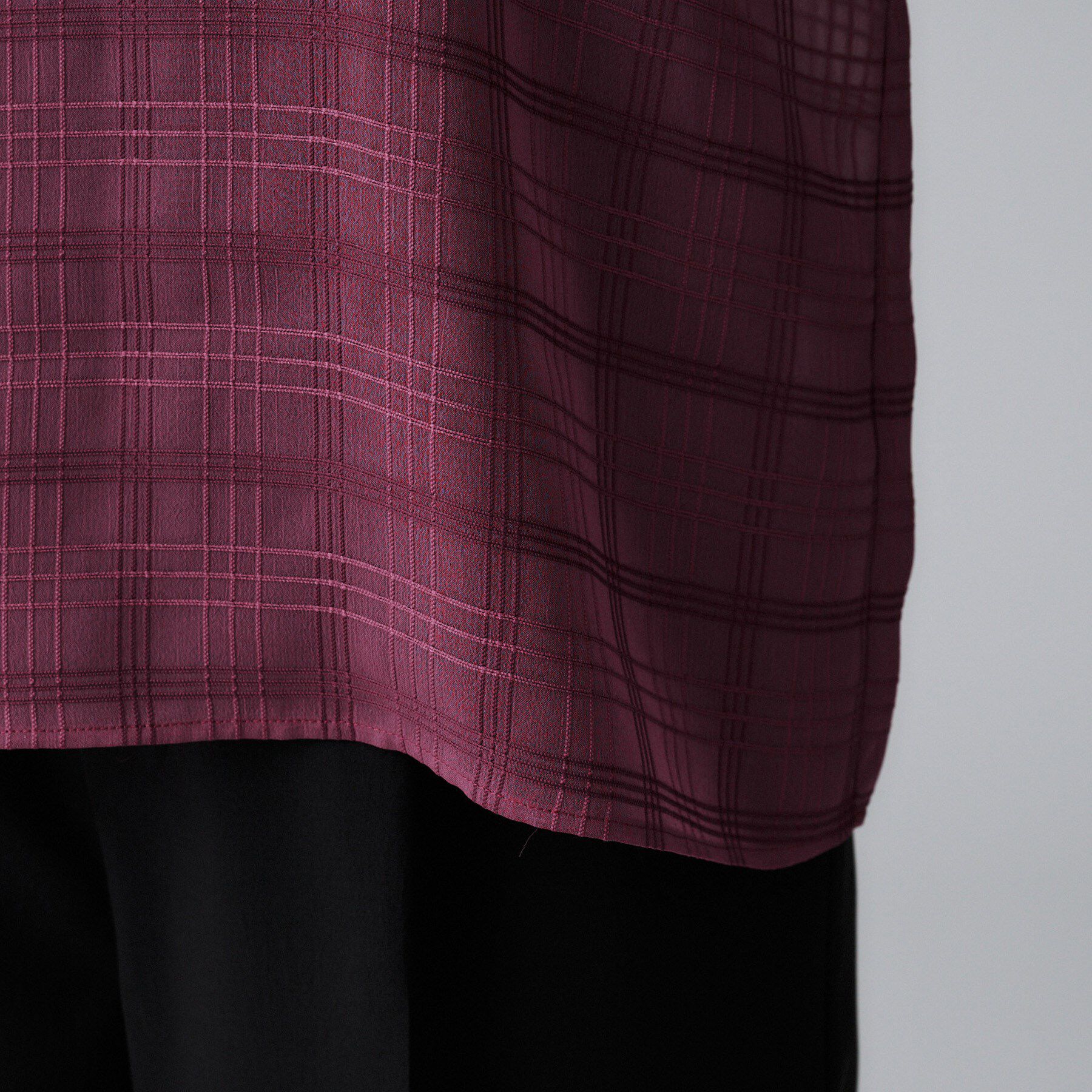 UNTITLED「【シアー】チェックスタンドネックブラウス」|シャツ・ブラウス|