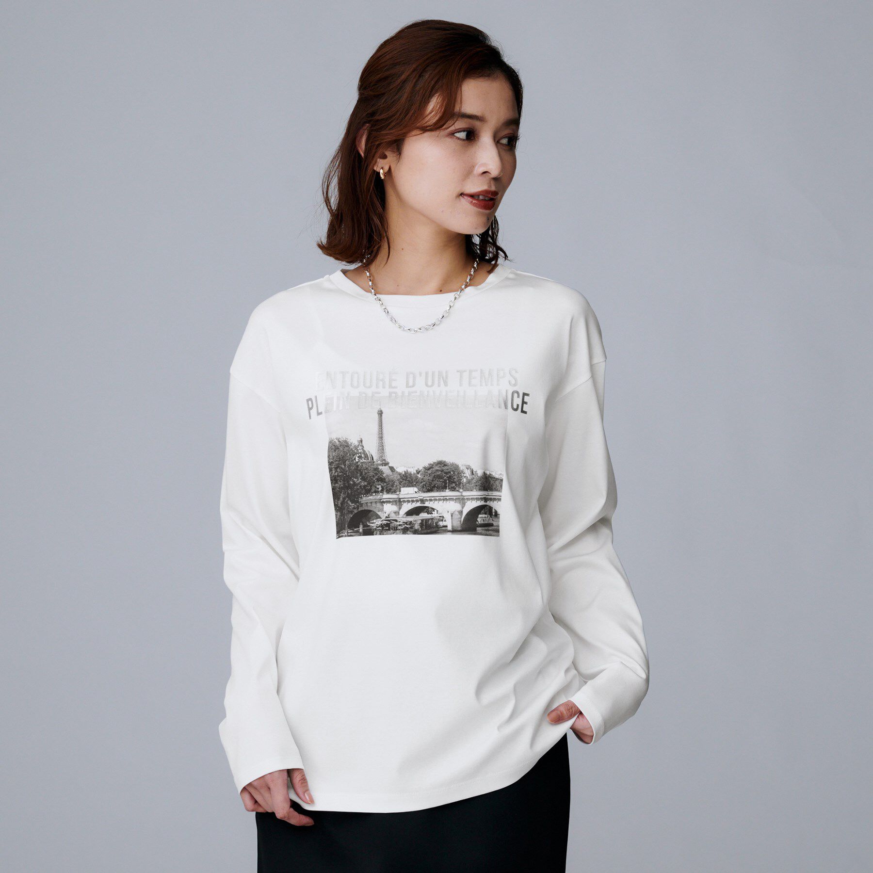 UNTITLED「【洗える/コットン100%】グラフィックロンT」|Tシャツ・カットソー|オフホワイト(103