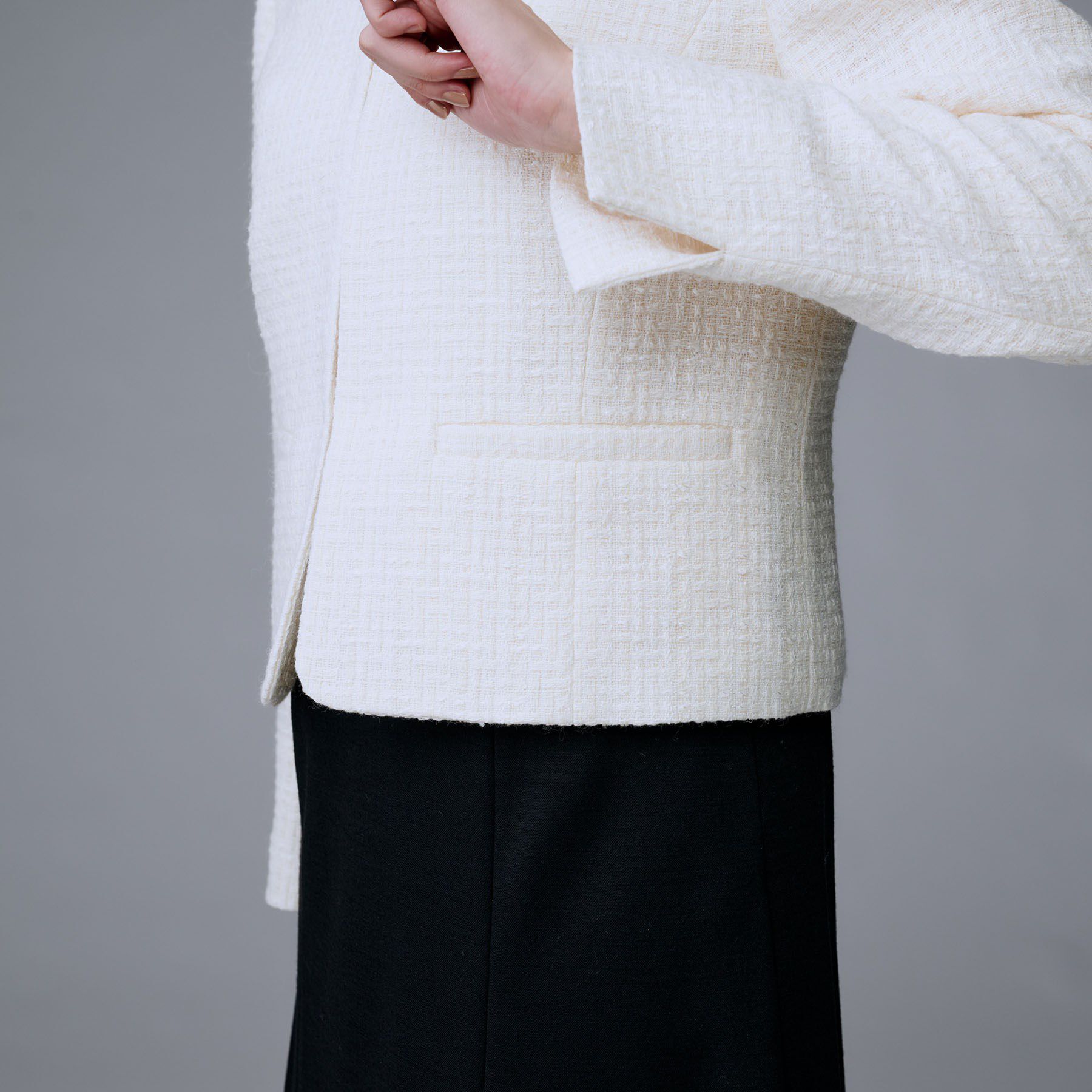 UNTITLED「【セットアップ可/フォーマル】ツイードジャケット」|ノーカラージャケット|