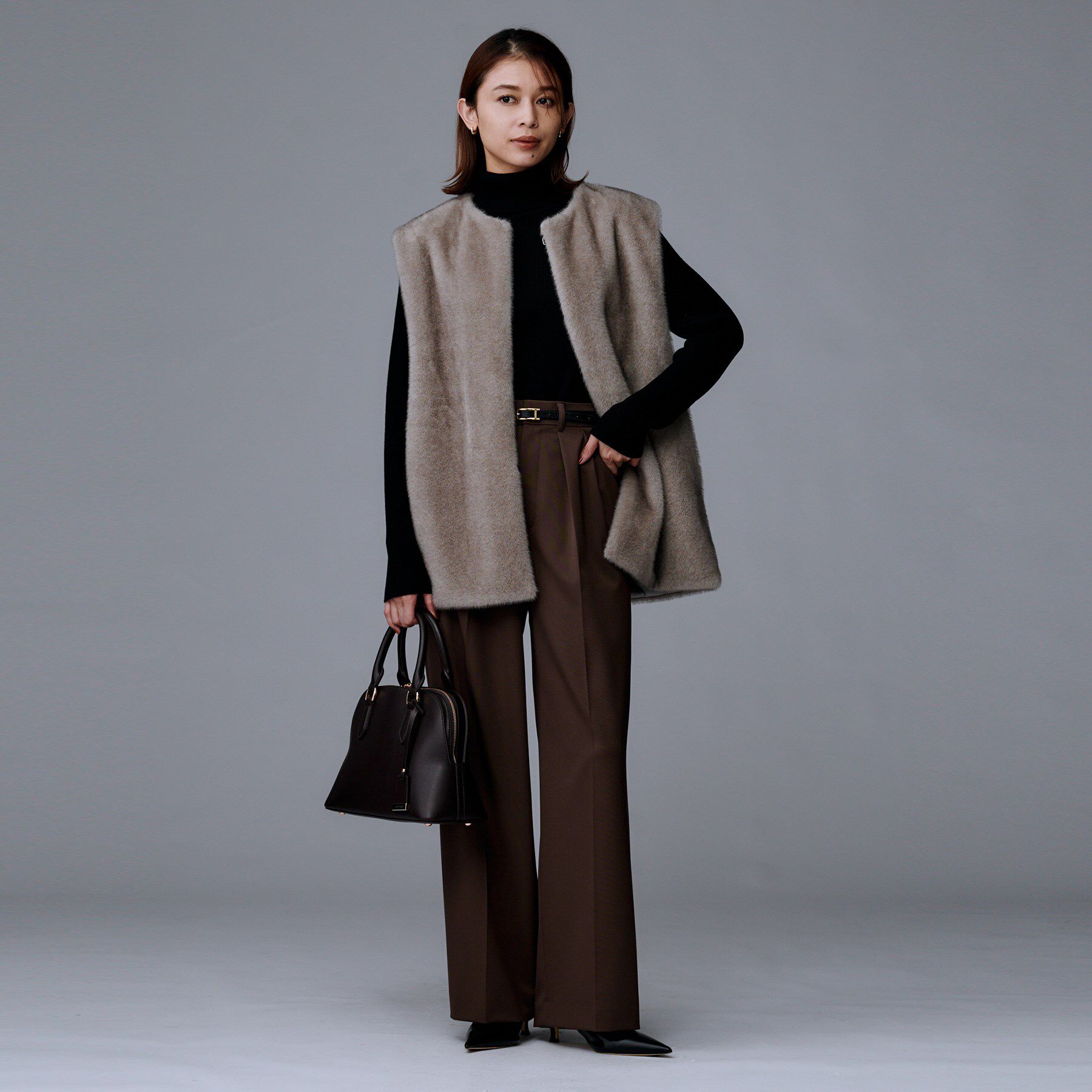 UNTITLED「【洗える/アンサンブル可能/ウール100%】リブタートルネックウールニット」|ニット・セーター|