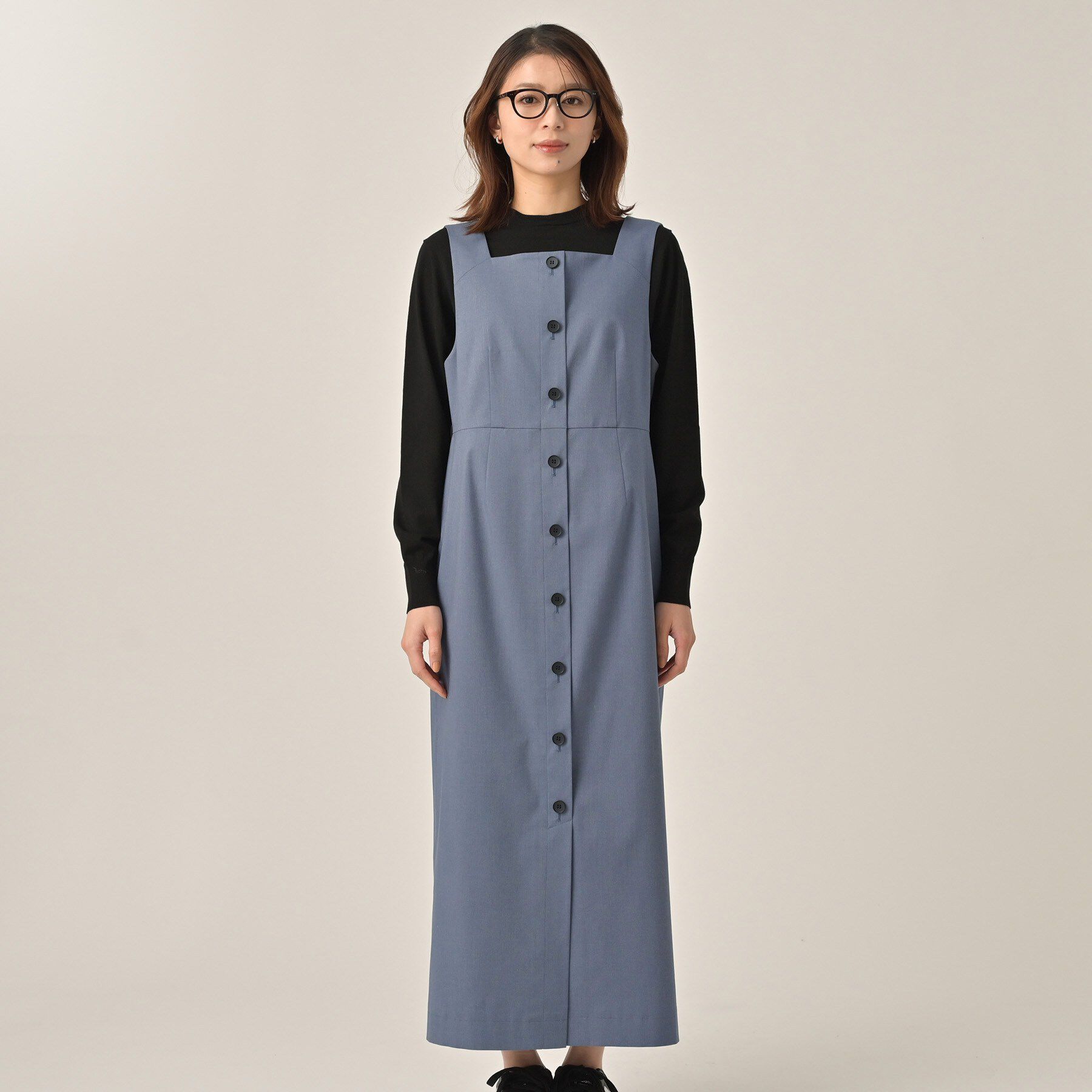 UNTITLED「【洗える】スクエアネックジャンパースカート」|ワンピース|