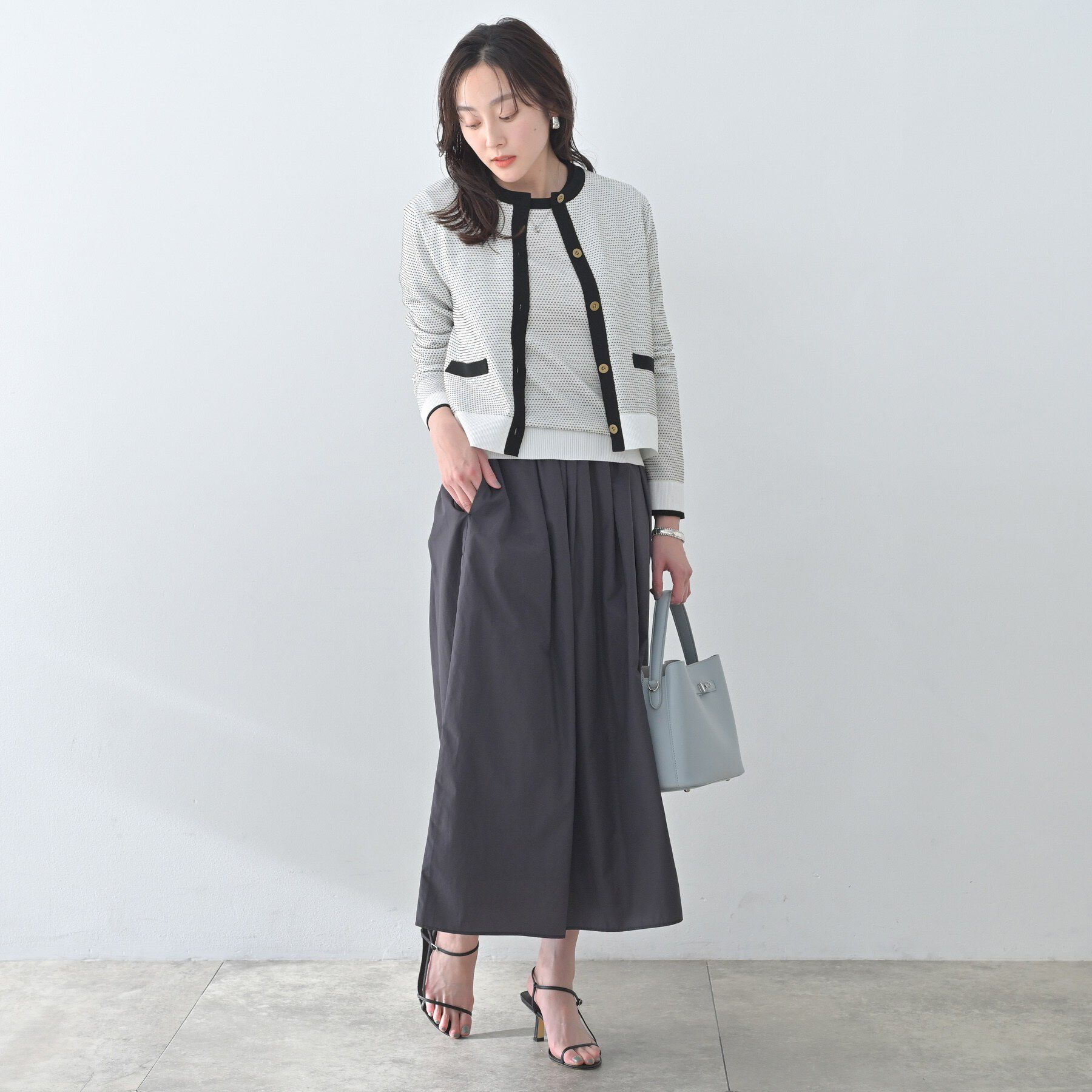 UNTITLED「【アンサンブル可/洗える】配色ハイゲージニットトップス」|ニット・セーター|