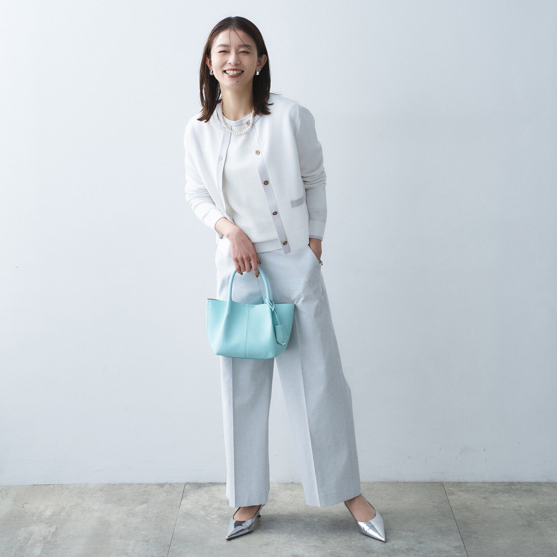 UNTITLED「【アンサンブル可/洗える】配色ハイゲージニットトップス」|ニット・セーター|