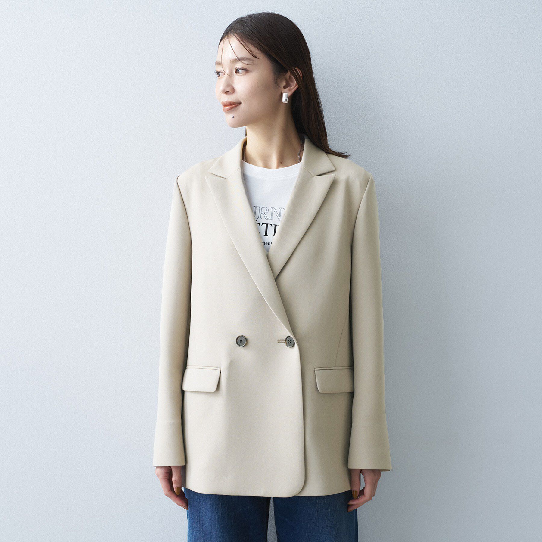 UNTITLED「【洗える/ストレッチ性】ダブルブレストジャケット」|テーラードジャケット|