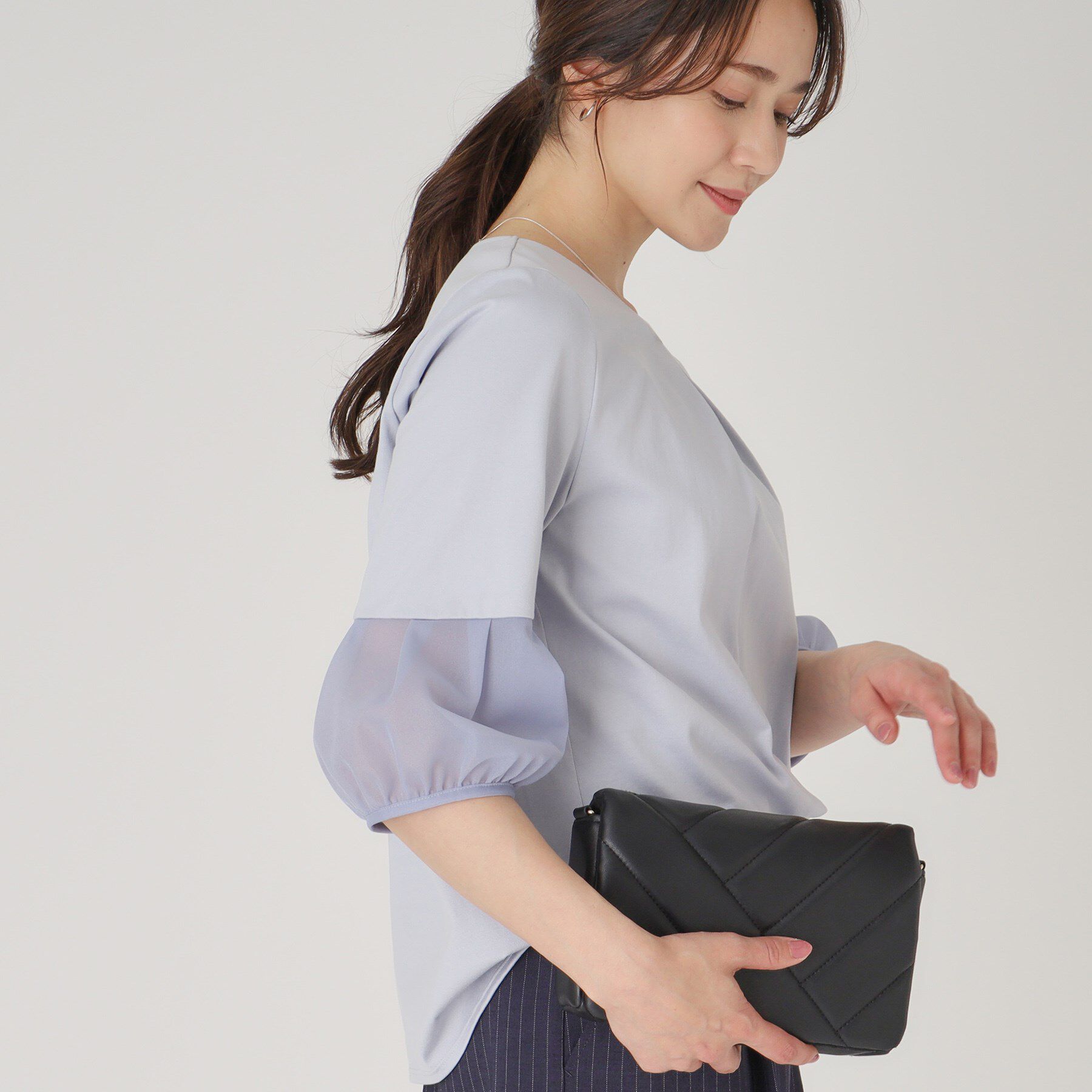 COUP DE CHANCE「【洗える／日本製】袖デザイントップス」|Tシャツ・カットソー|ブルー(091)