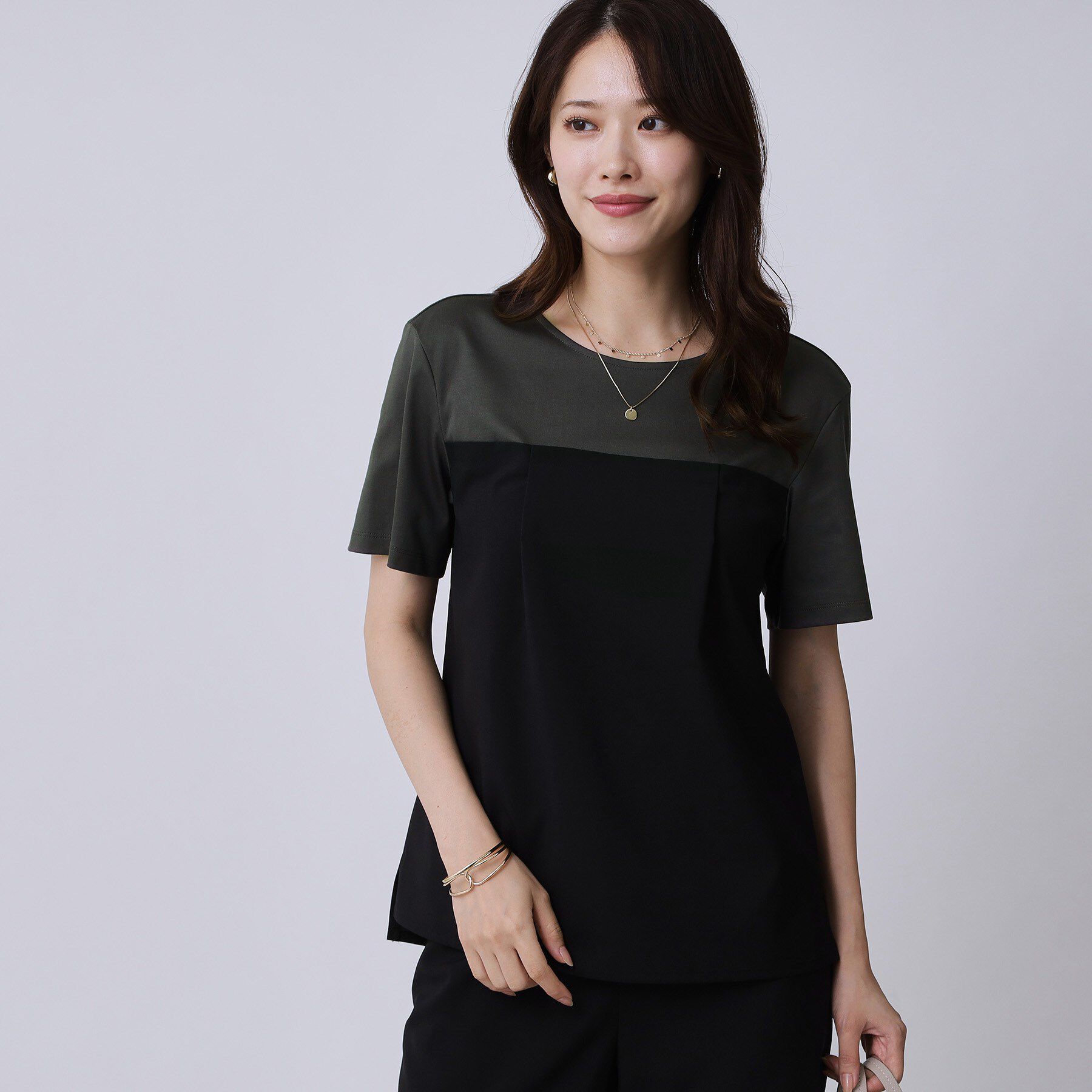 COUP DE CHANCE「【手洗い可／セットアップ可】レイヤード風カットソー」|Tシャツ・カットソー|ブラック(019)