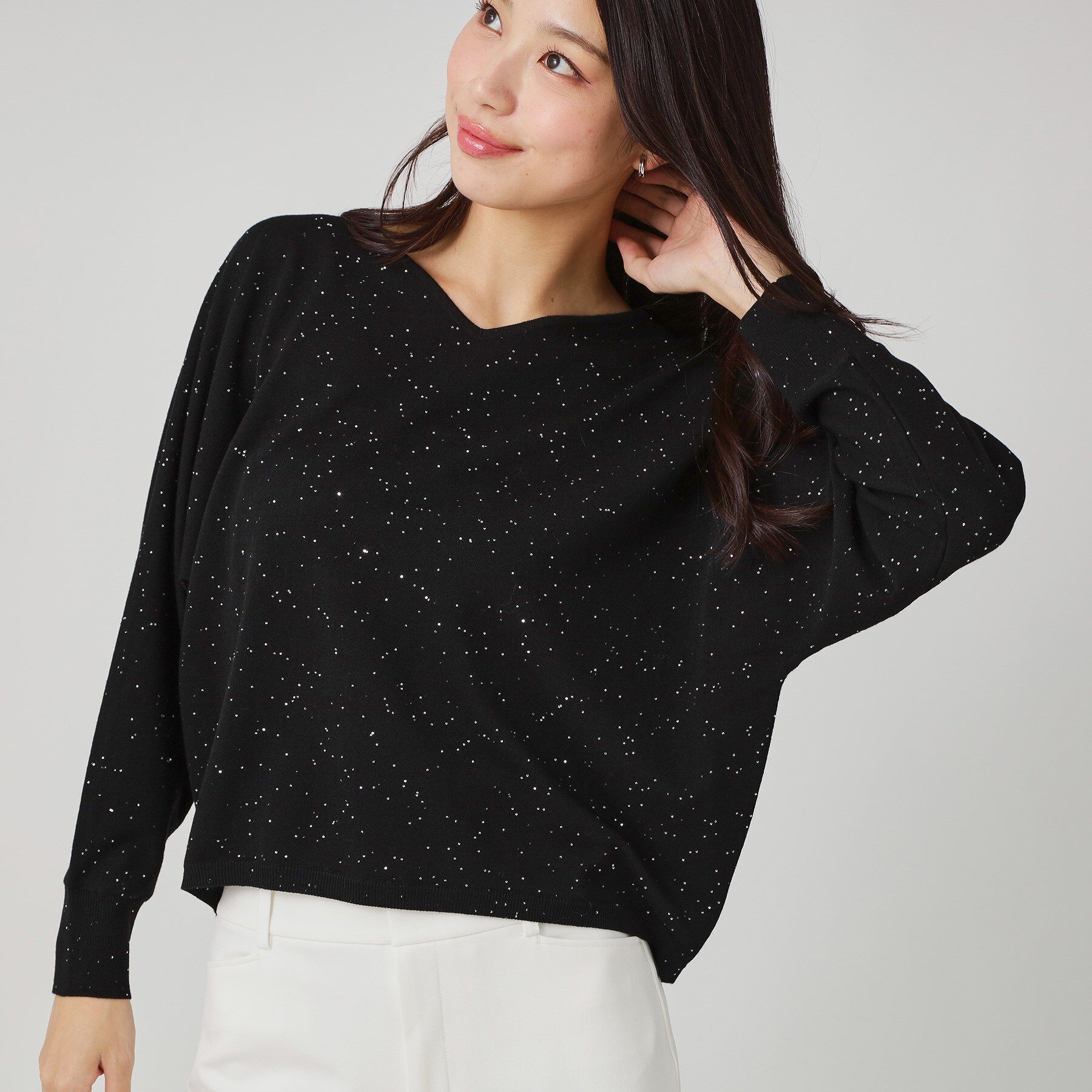 COUP DE CHANCE「【手洗い可】スパンコール入りニットトップス」|ニット・セーター|