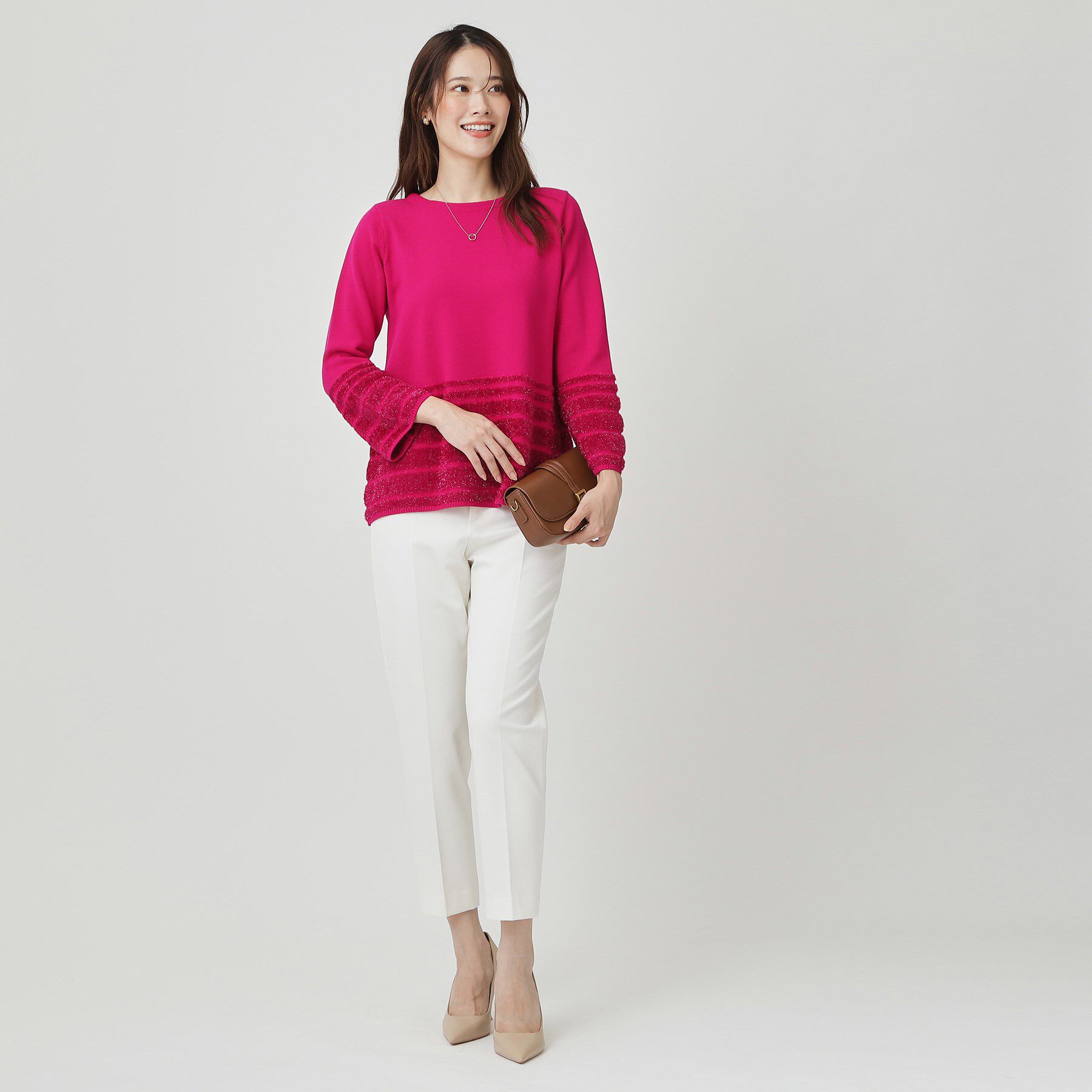 COUP DE CHANCE「【手洗い可】ラメフェザーデザイン ニットトップス」|ニット・セーター|