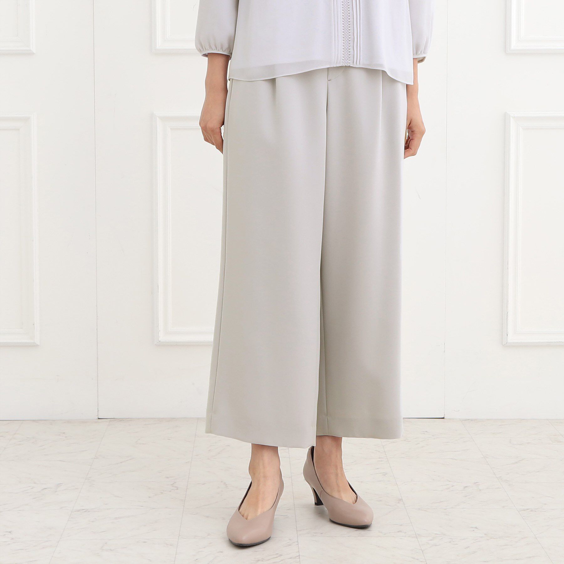 Reflect「【フォーマル/洗える/セットアップ可】タック入りワイドパンツ」|その他|ライトグレー(011