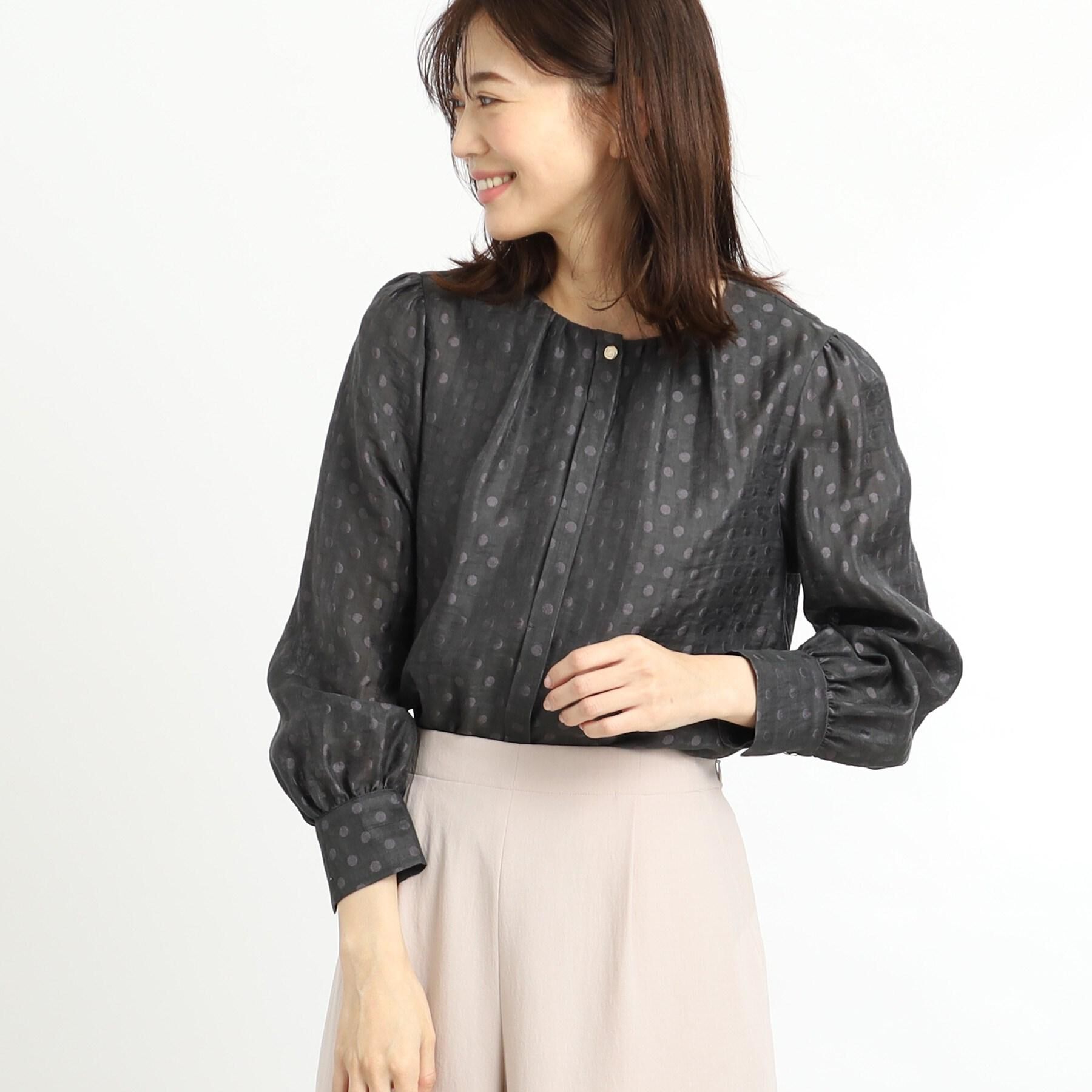 Reflect「【手洗い可】ドットジャカードブラウス」|シャツ・ブラウス|