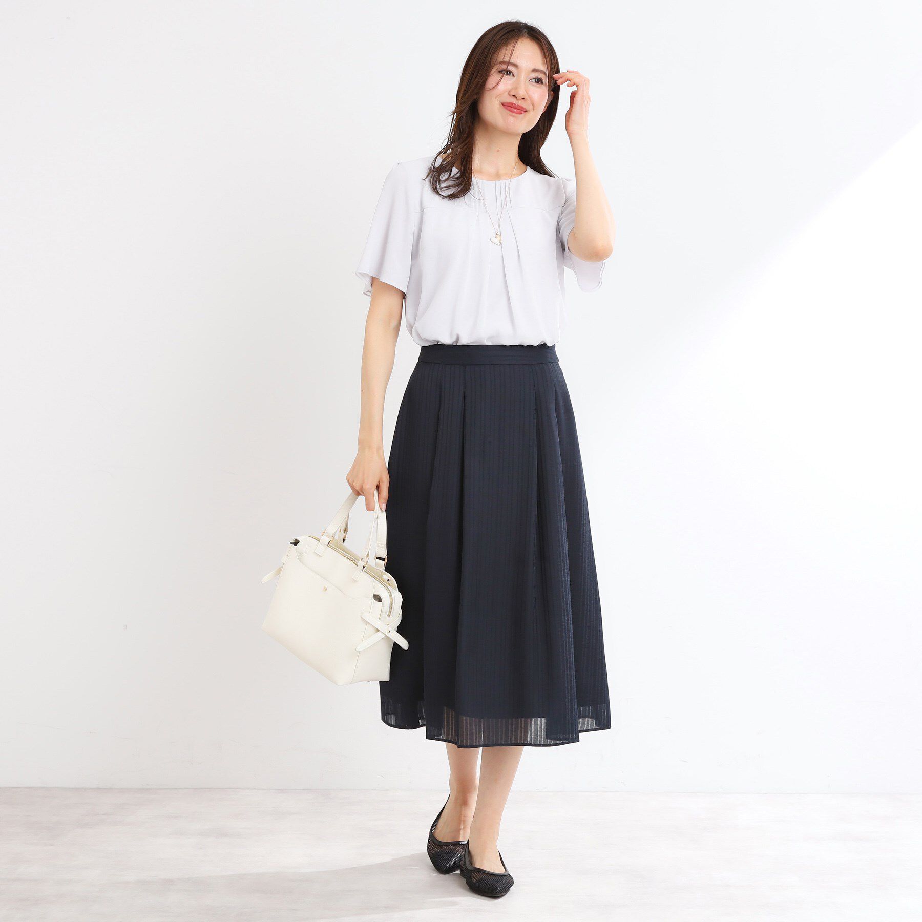 Reflect「【マシンウォッシュ可】横切替ピンタックデザインブラウス」|シャツ・ブラウス|