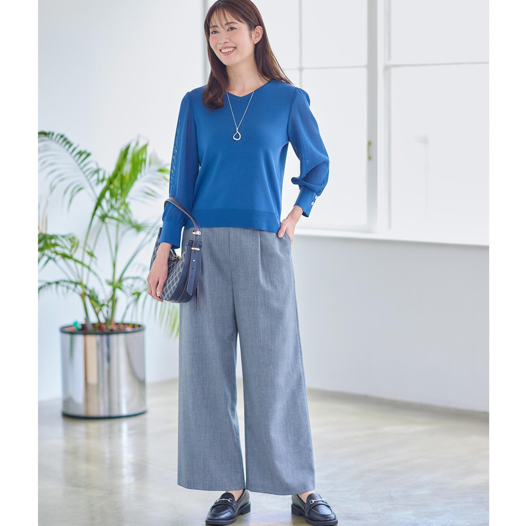 Reflect「【秋映え◎】Vネック&times;メッシュスリーブニット」|ニット・セーター|