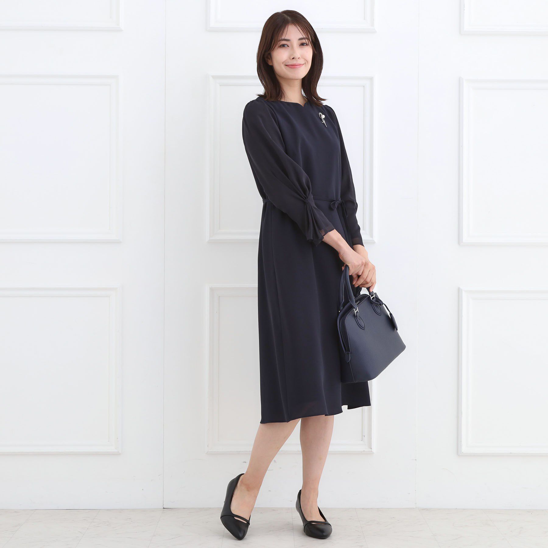 Reflect「【付属リボン付き】スリーブデザインジョーゼットワンピース」|ワンピース|