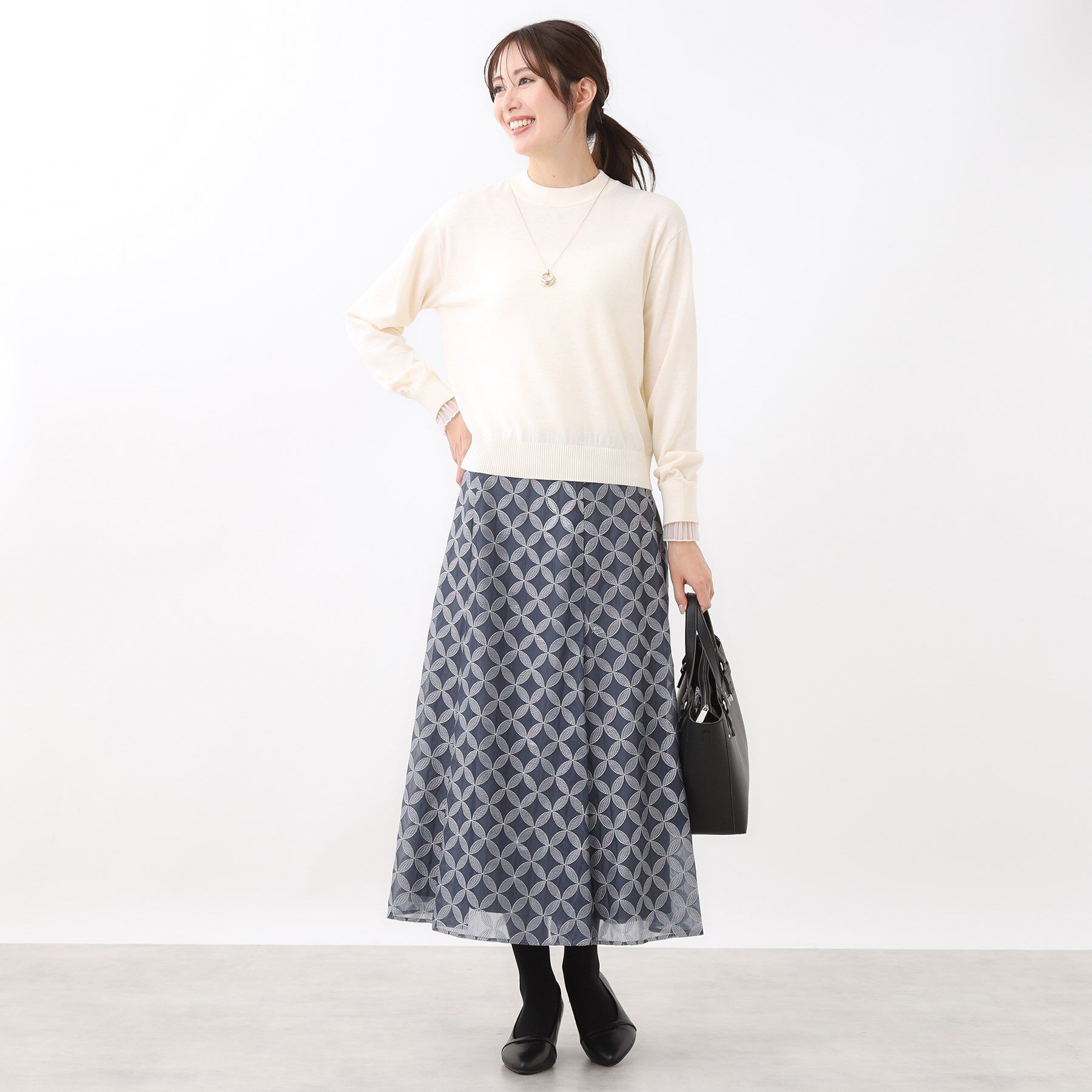 Reflect「【ウエストリボン付き】フラワー柄シアーフレアスカート」|スカート|