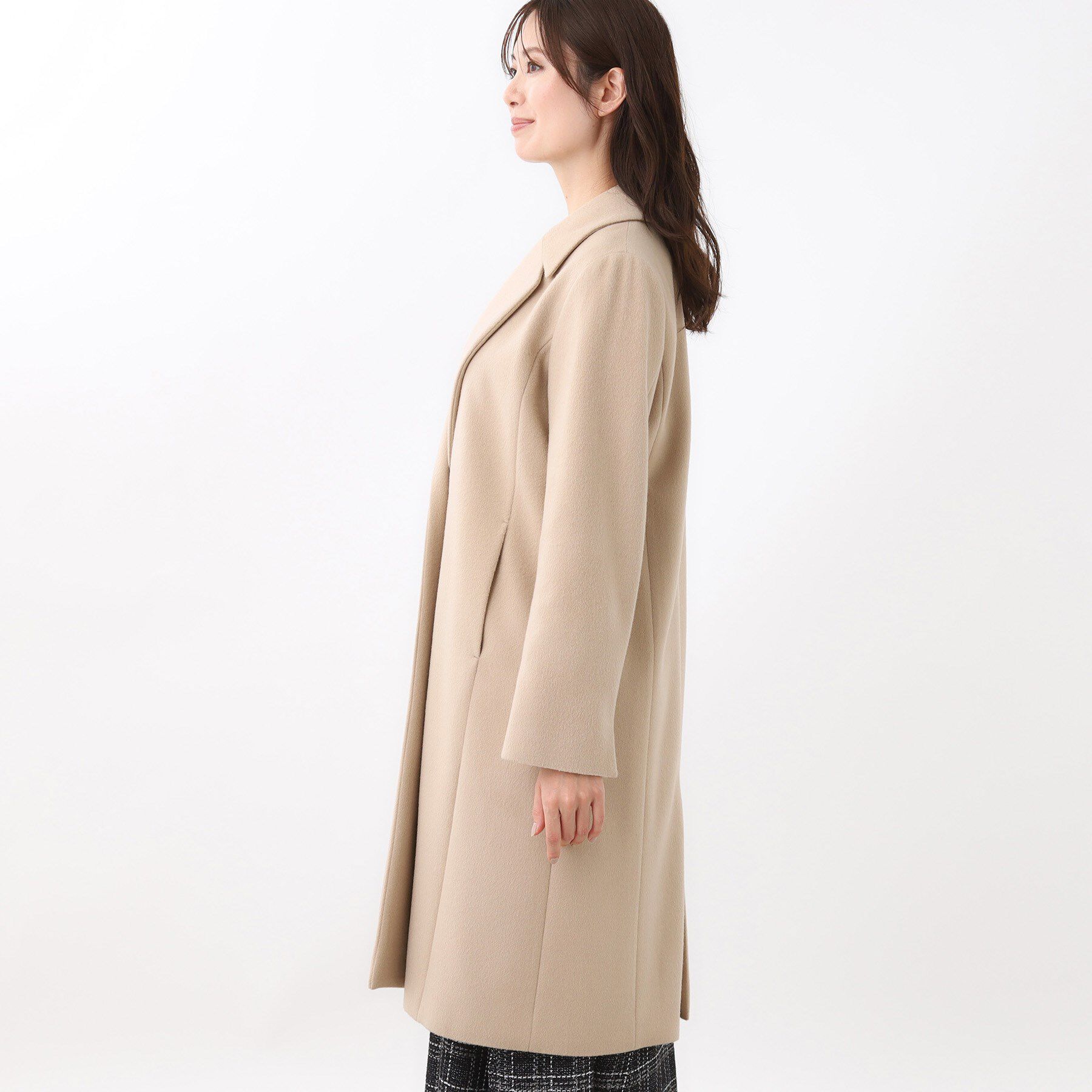 Reflect「【選べる6色】テーラードカラーロングウール混コート」|チェスターコート|