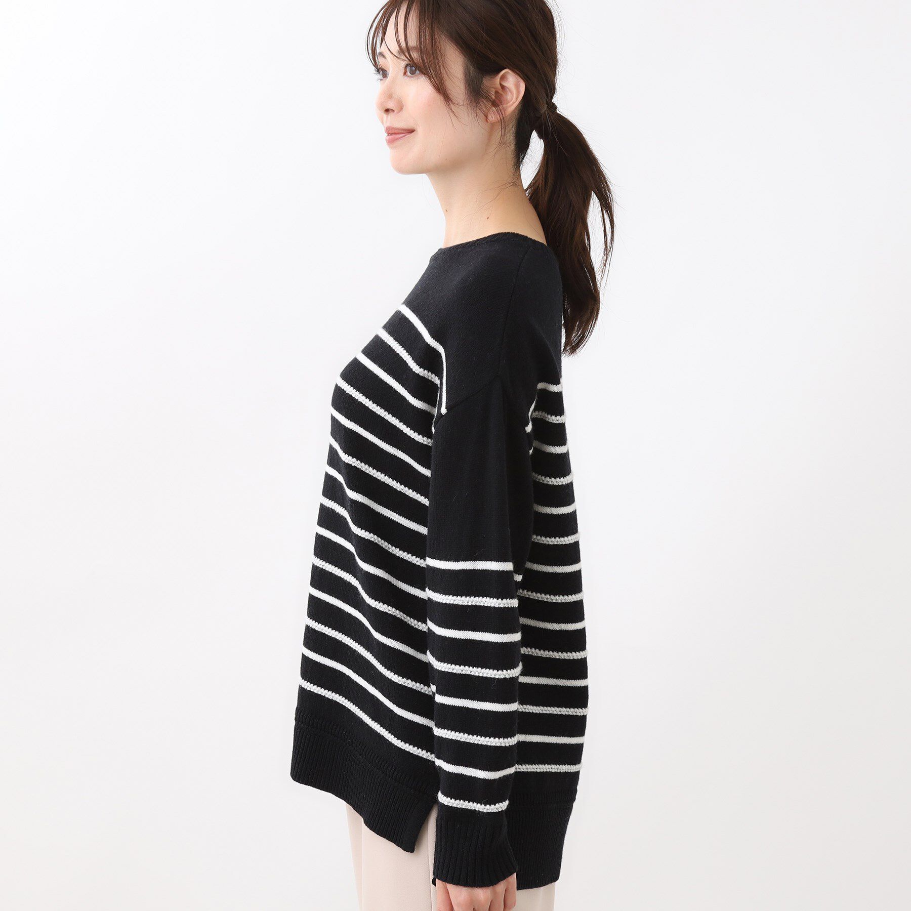 Reflect「【ゆったり着られる◎】ボートネックボーダーニット」|ニット・セーター|