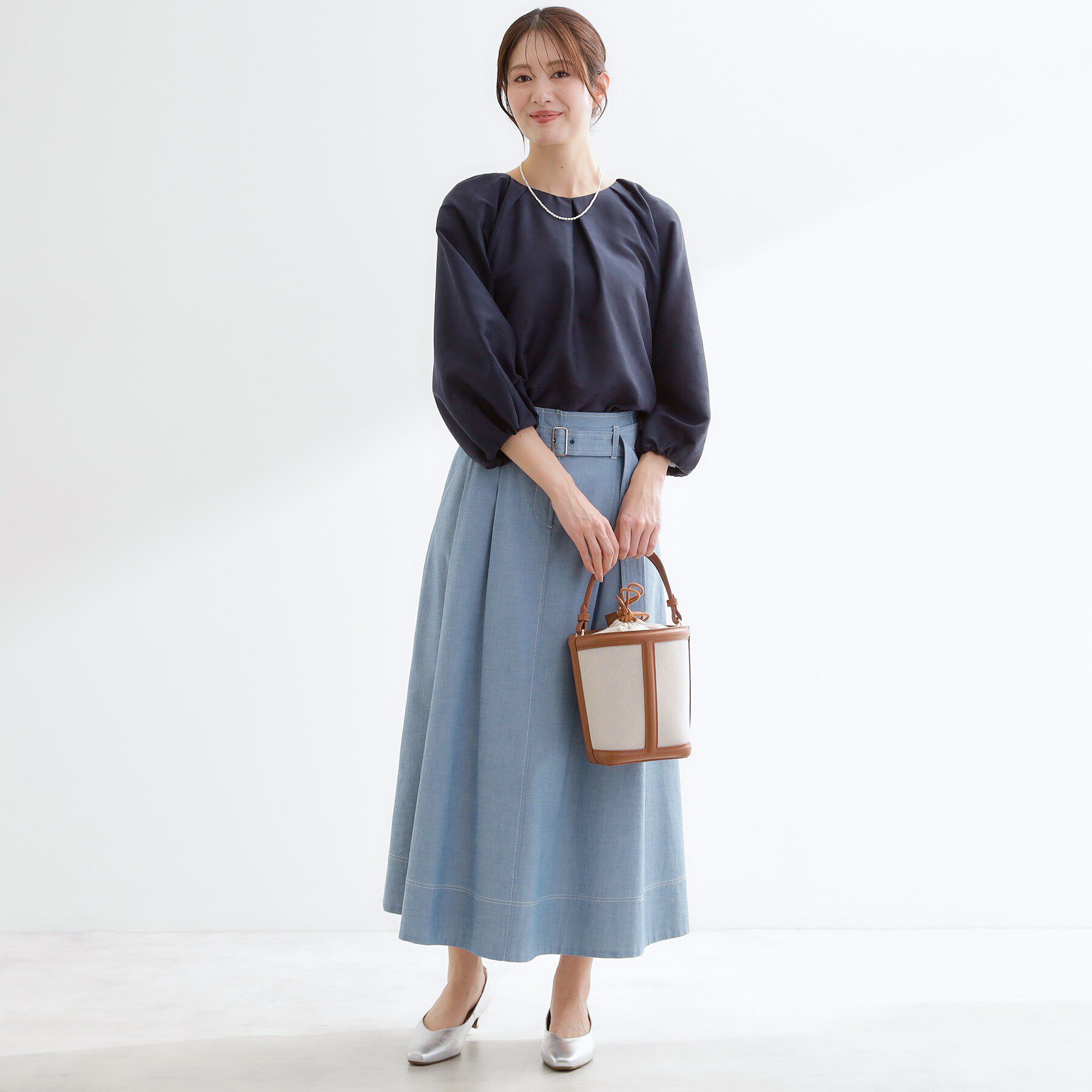 Reflect「ボリュームスリーブサテンジャカードブラウス」|シャツ・ブラウス|