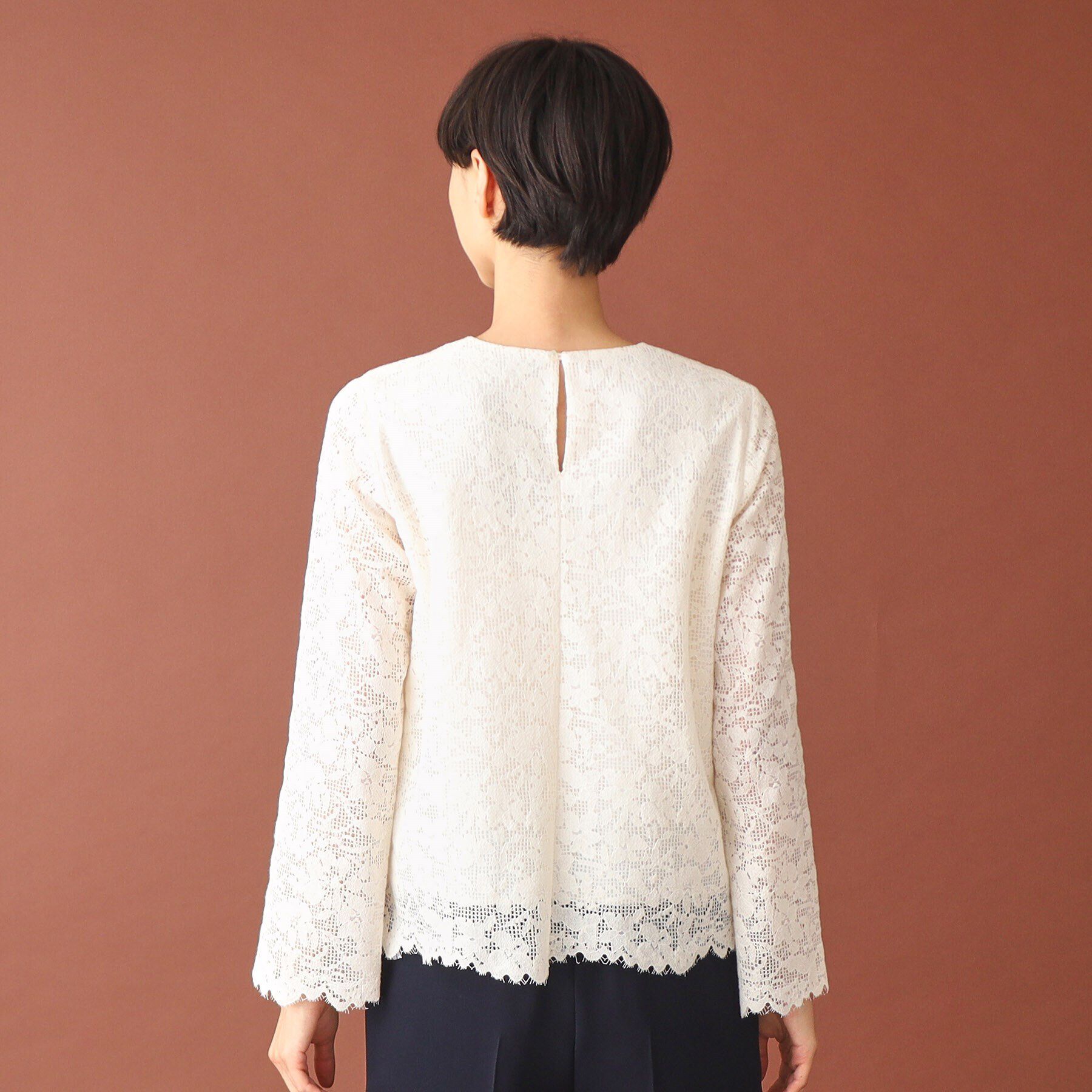 DRESSTERIOR「【通勤/セレモニー/洗える】オーガニックコットンレースブラウス」|シャツ・ブラウス|