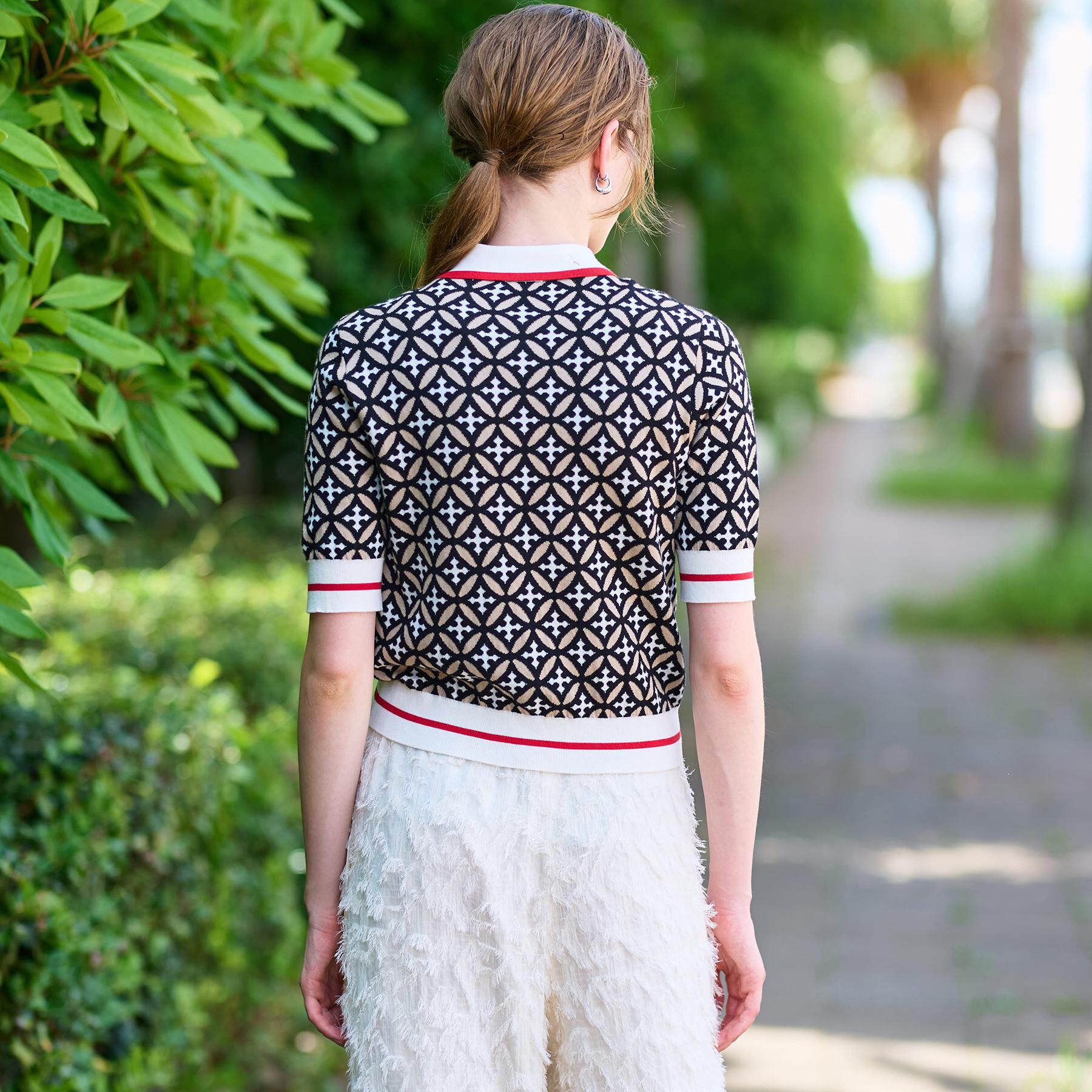 DRESSTERIOR「【コットン100％/オリジナル柄】オーバーラップサークルポロニット」|ニット・セーター|