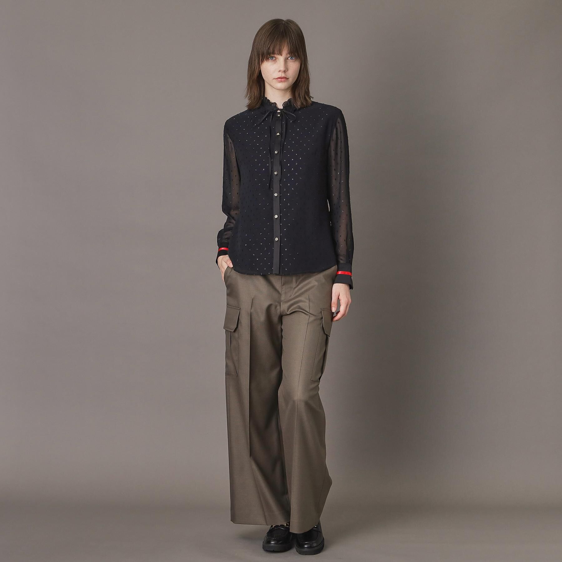 DRESSTERIOR「【ウォッシャブル/シアー素材】フィルムドットブラウス」|シャツ・ブラウス|