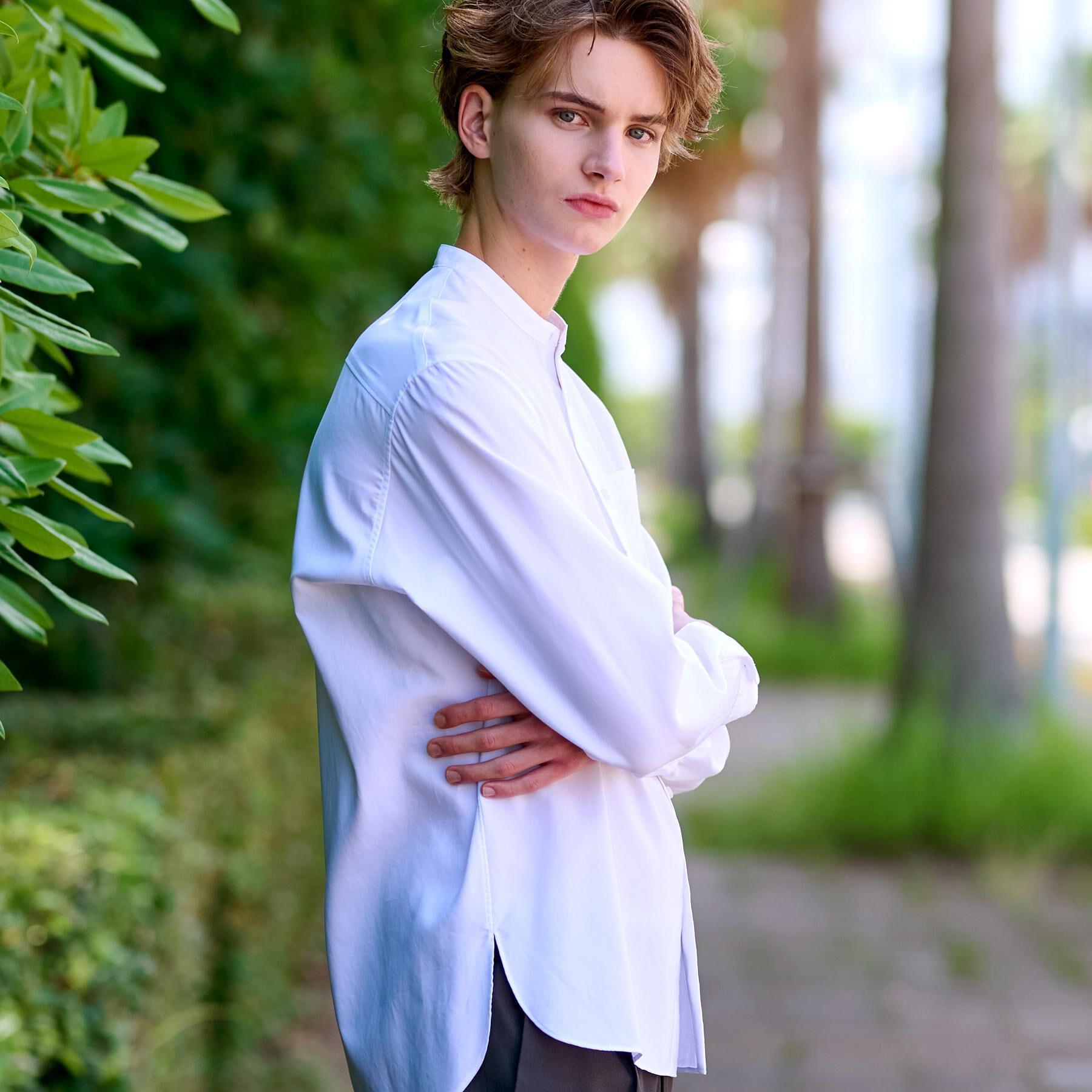 DRESSTERIOR「200双糸 バンドカラーシャツ」|シャツ・ブラウス|