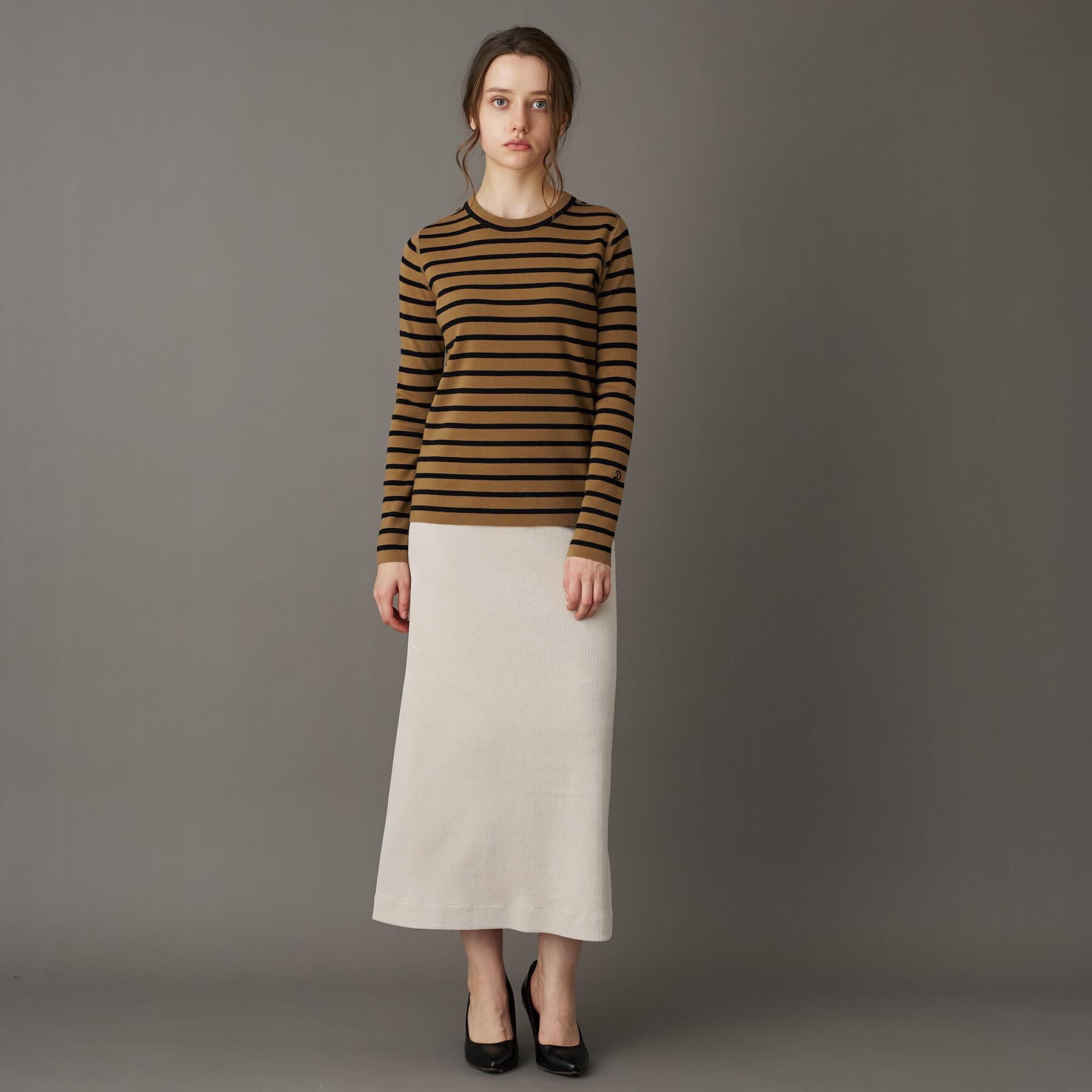 DRESSTERIOR「ストレッチフルニードルボーダーニット」|ニット・セーター|