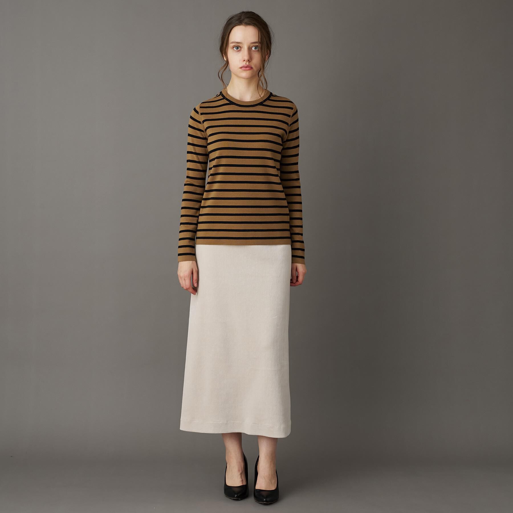 DRESSTERIOR「ストレッチフルニードルボーダーニット」|ニット・セーター|